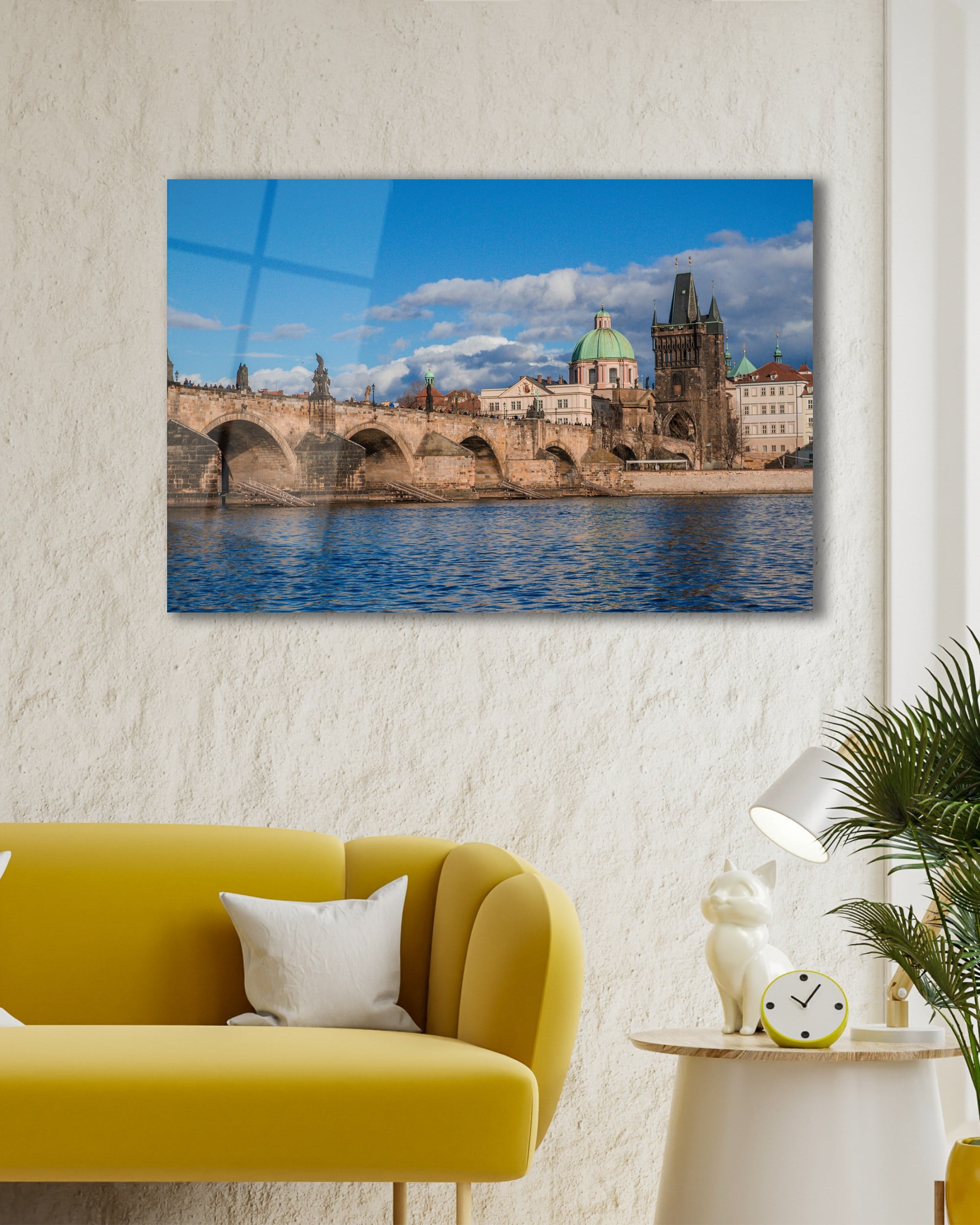 Eski Köprü Cam Tablo 4mm Dayanıklı Temperli Cam, Old Bridge Glass Wall Decor