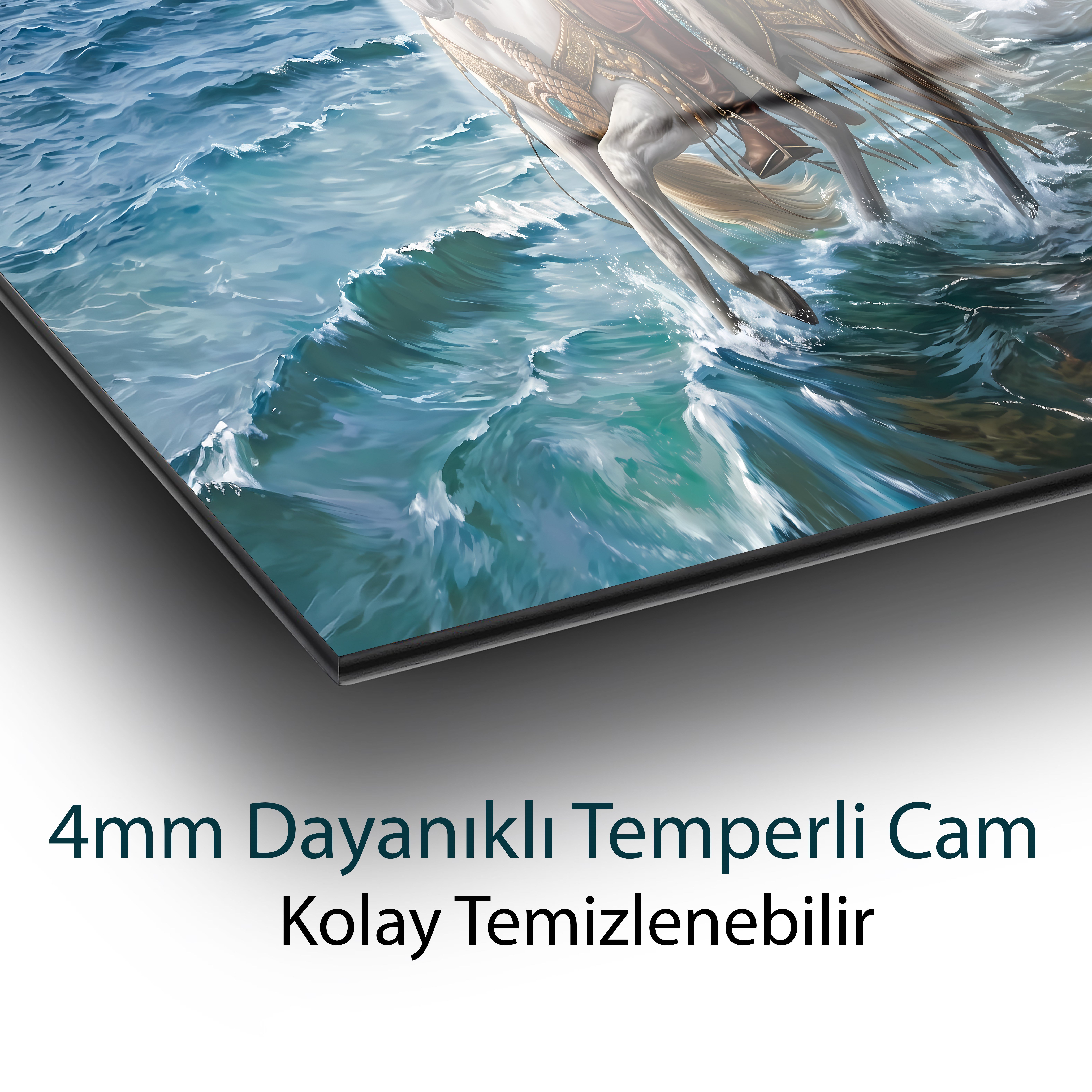 Fatih Sultan Mehmet Cam Tablo | Osmanlı Deniz Seferi Temalı Temperli Cam Duvar Tablosu | 4 mm Dekoratif Cam Tablo