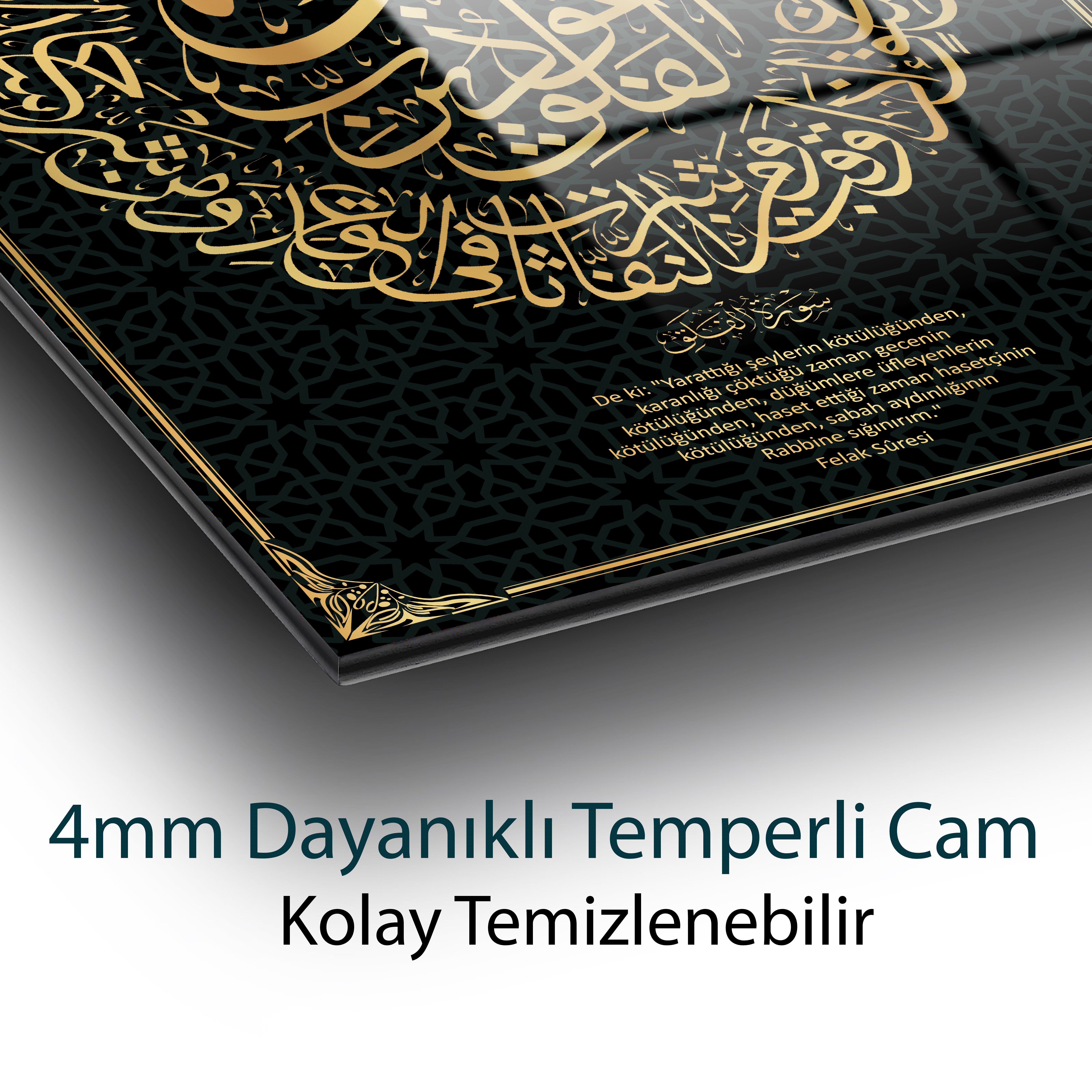 Felak Suresi Cam Tablo 4mm Dayanıklı Temperli Cam