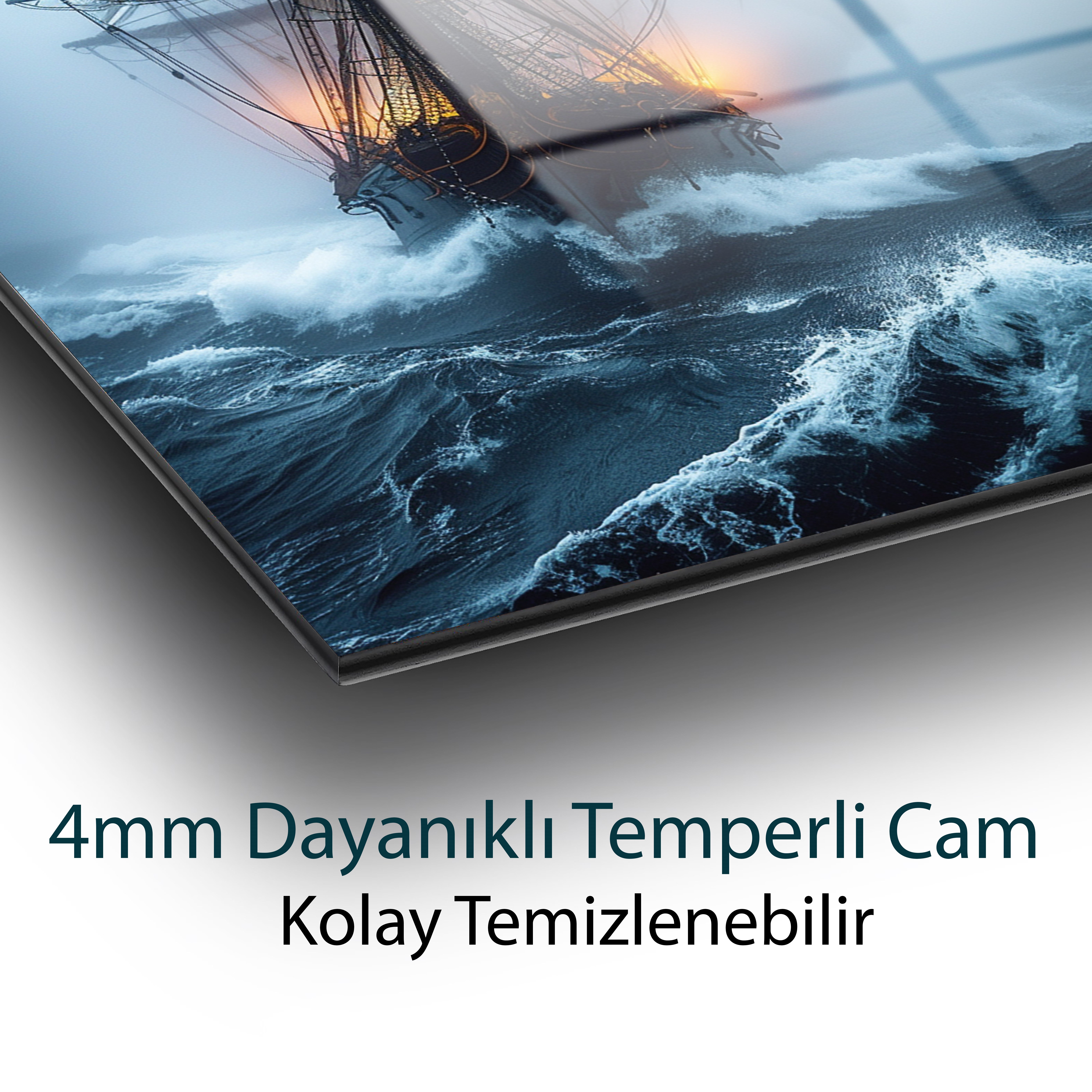 Fırtınanın Gözünde Cam Tablo Hediyelik Büyük Tablo Ev Ofis Dekoru
