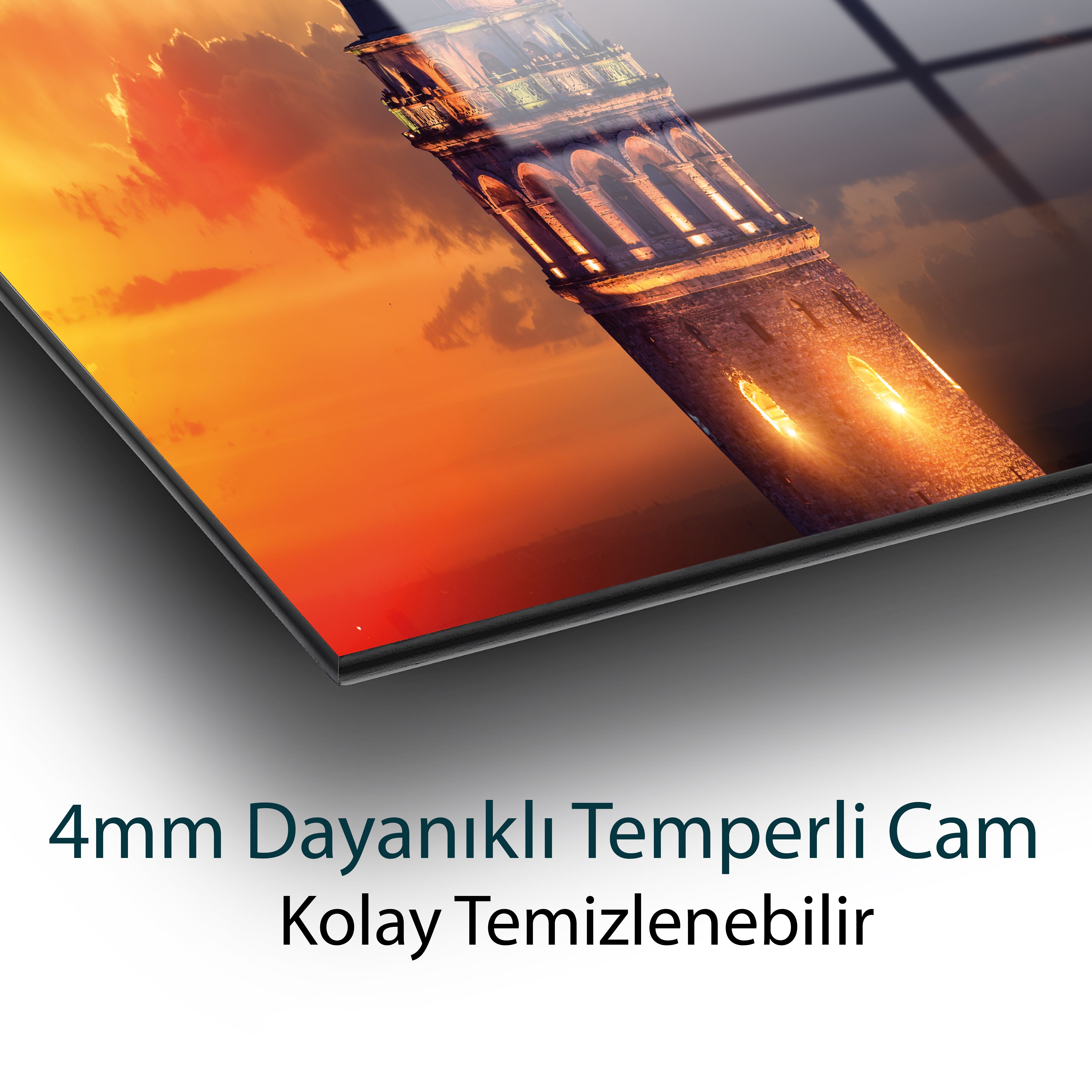 Galata Kulesi Cam Tablo Hediyelik Büyük Tablo Ev Ofis Dekoru