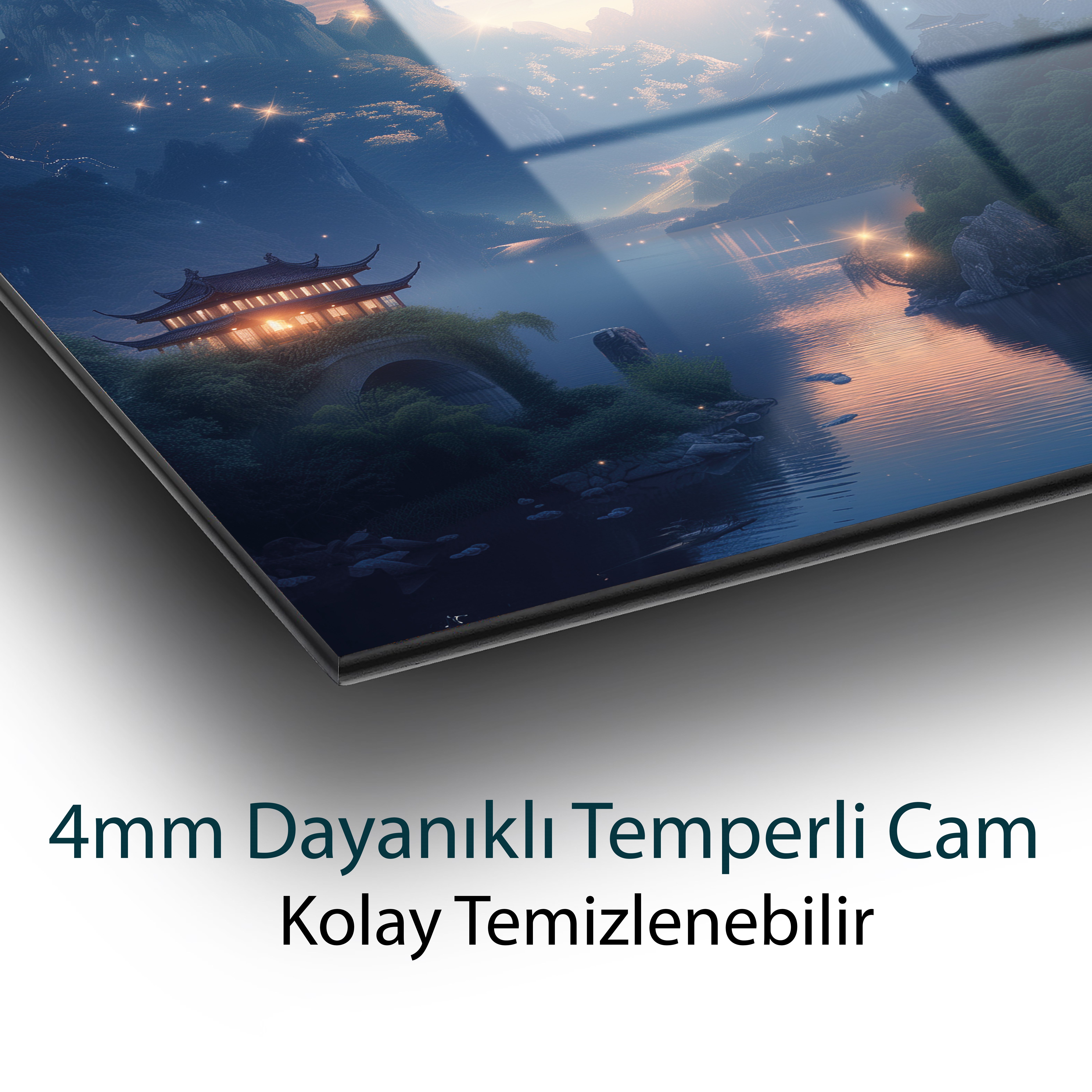 Geceye Sessiz Çığlık Cam Tablo Hediyelik Büyük Tablo Ev Ofis Dekoru