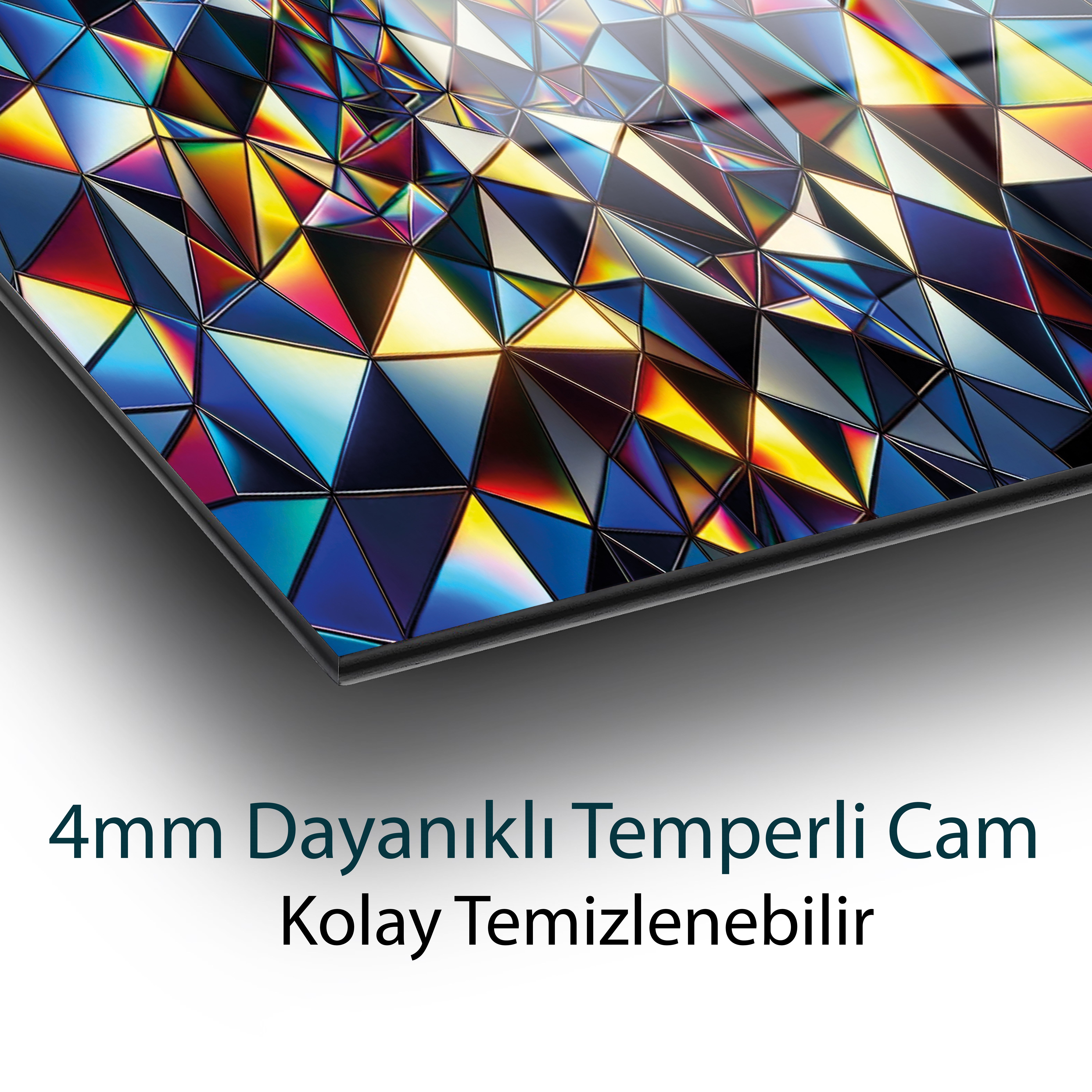 Geometrik Işıltı Yansımaların Senfonisi  Cam Tablo Yapay Zeka Hediyelik Büyük Tablo Ev Ofis Dekoru