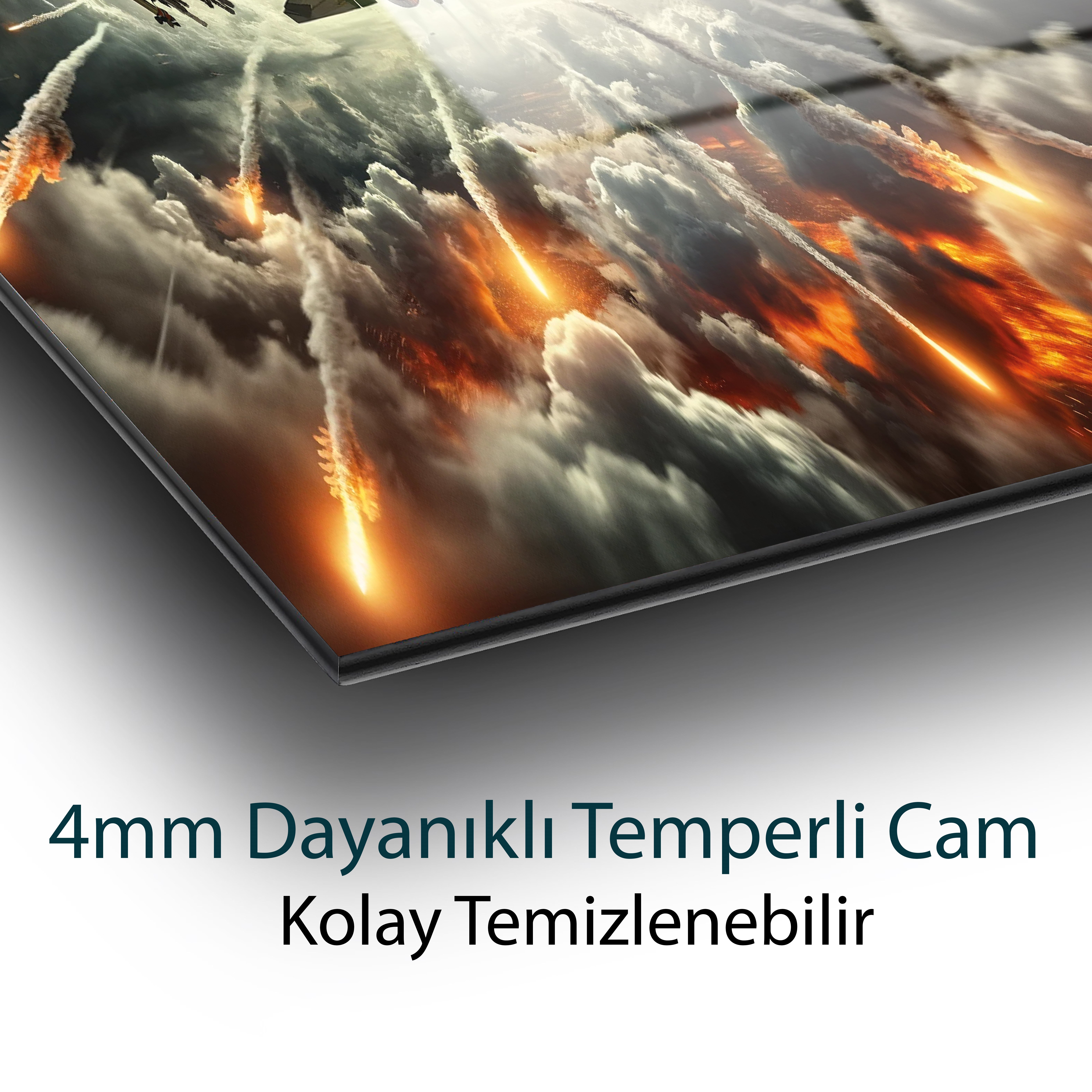 Göklerin Savaşı Apokaliptik Yükseliş Cam Tablo Yapay Zeka Hediyelik Büyük Tablo Ev Ofis Dekoru