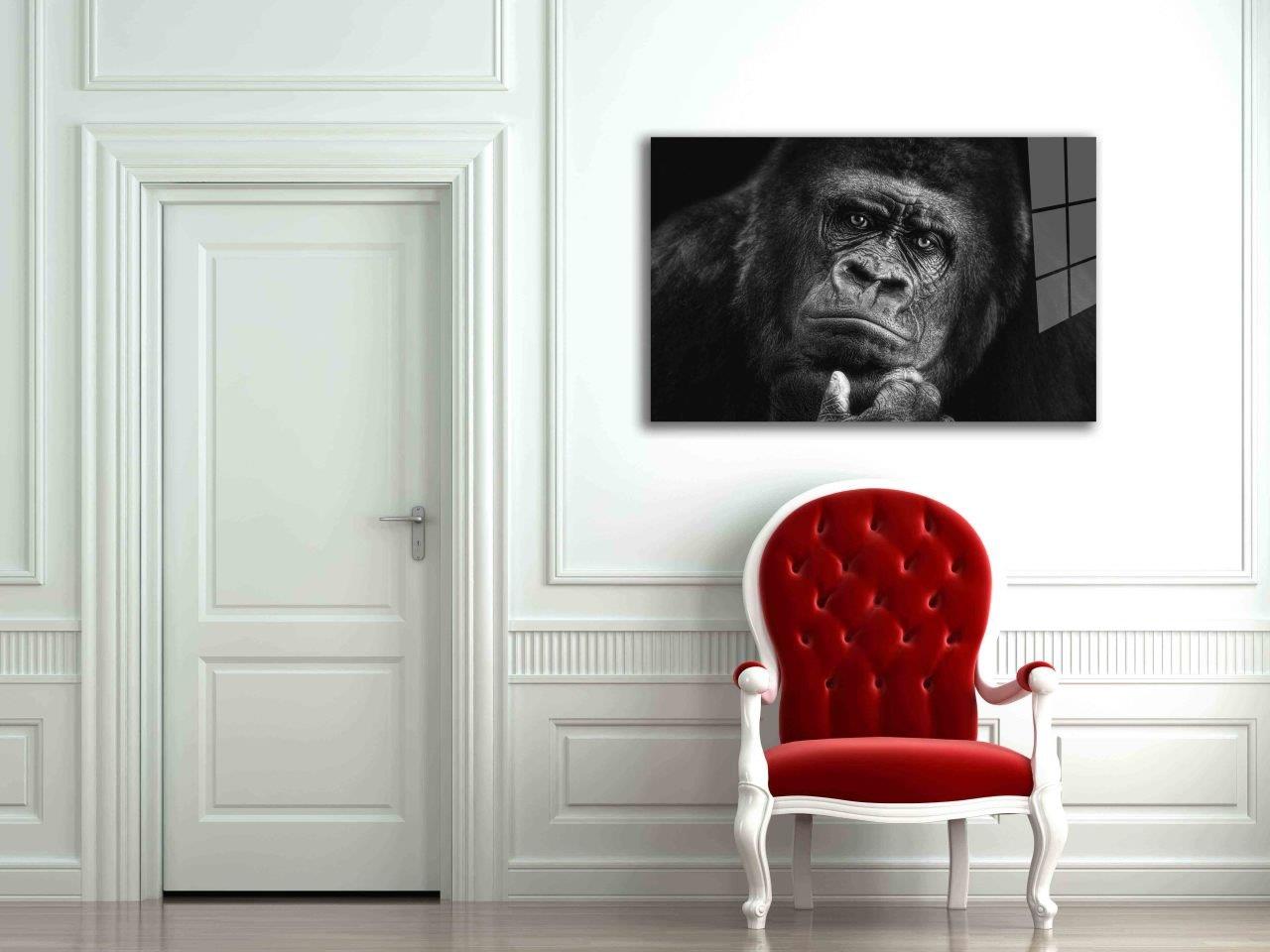 Goril Hayvan  Cam Tablo