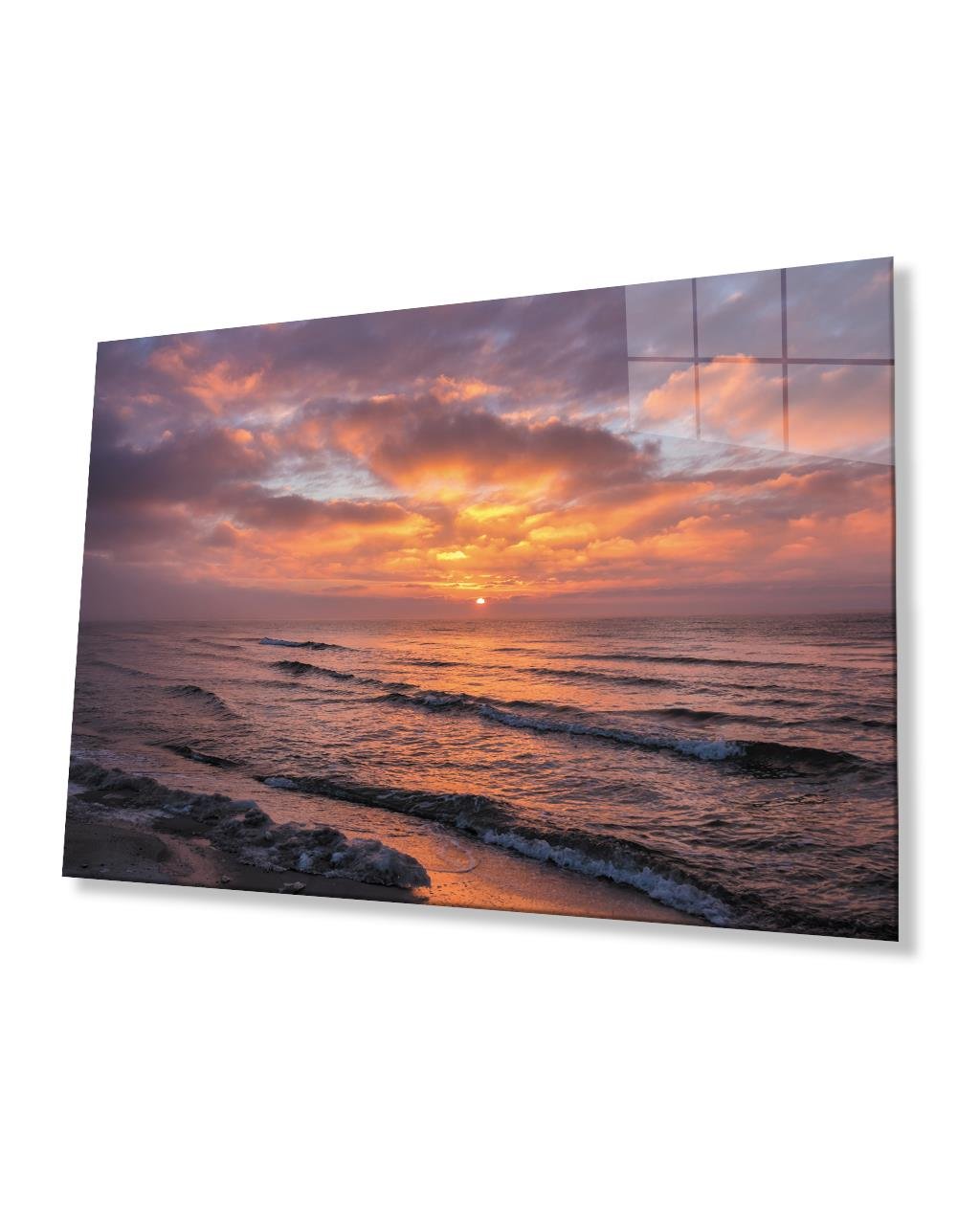 Gün Batımı Deniz Manzaralı Cam Tablo  4mm Dayanıklı Temperli Cam Sunset Sea View Glass Table 4mm Durable Tempered Glass