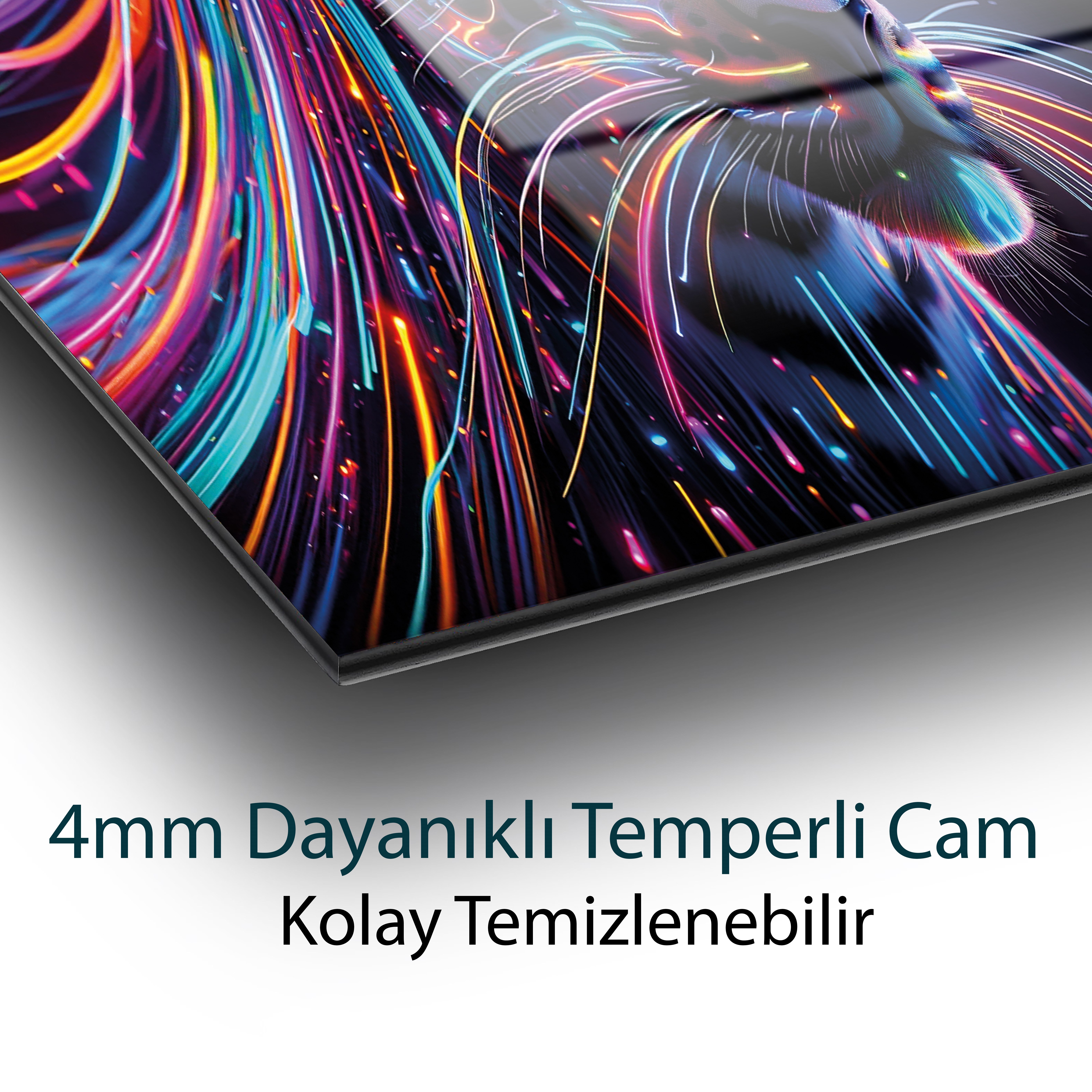 Işığın İzinde Bir Panter Cam Tablo Yapay Zeka Hediyelik Büyük Tablo Ev Ofis Dekoru
