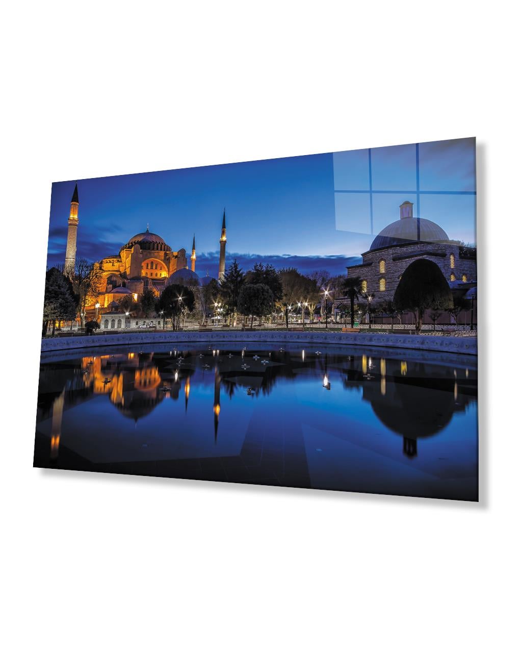 İstanbul Camii Yansıma Cam Tablo 4mm Dayanıklı Temperli Cam