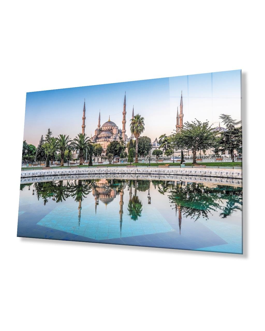 İstanbul Sultan Ahmet Camii Yansıma  Cam Tablo 4mm Dayanıklı Temperli Cam