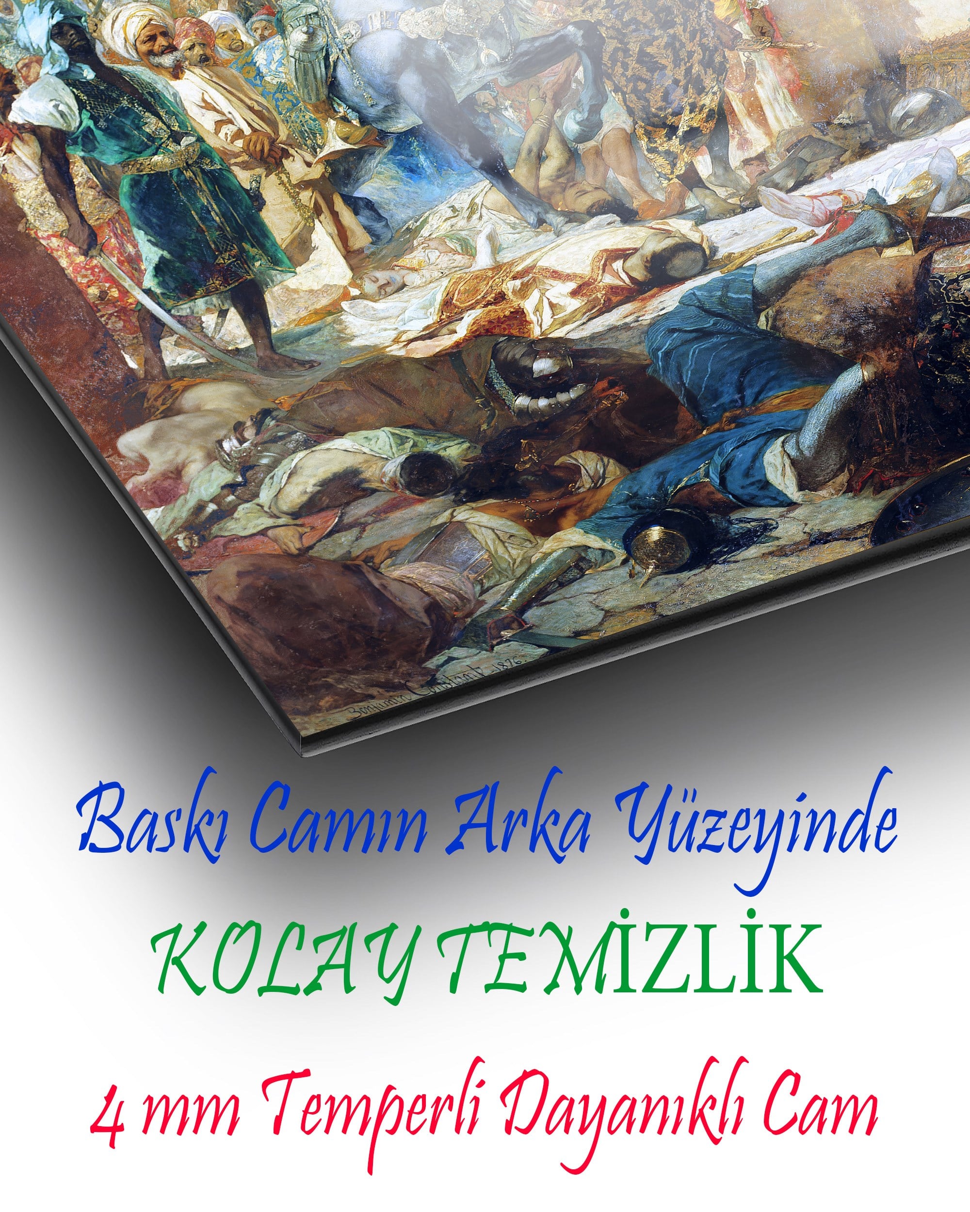 İstanbul'un Fethi Fatih Sultan Mehmet Tarihi Temperli Cam Tablo