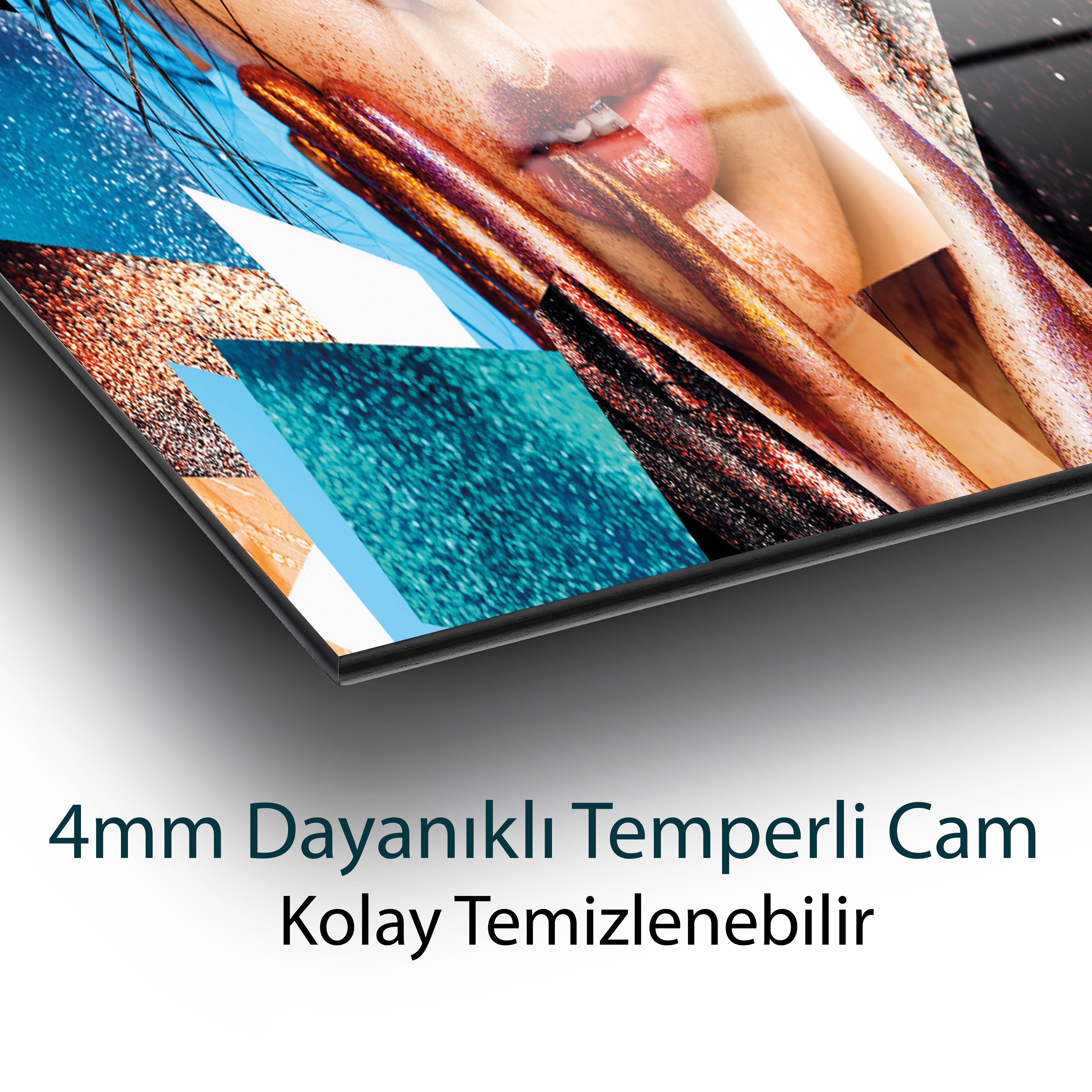 Kadın Portre Cam Tablo Hediyelik Büyük Tablo Ev Ofis Dekoru