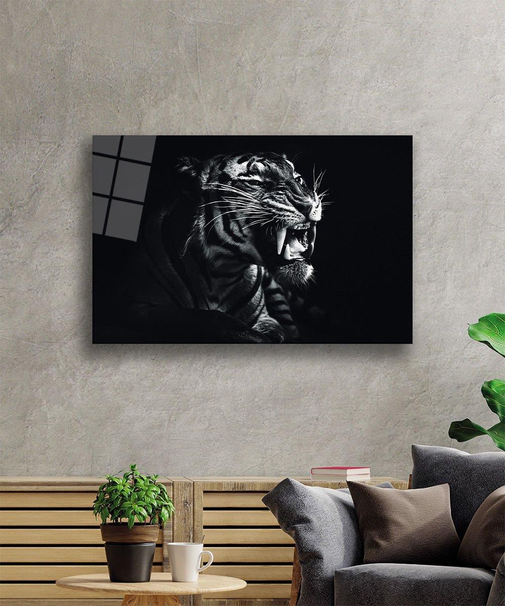 Kaplan Hayvan  Cam Tablo