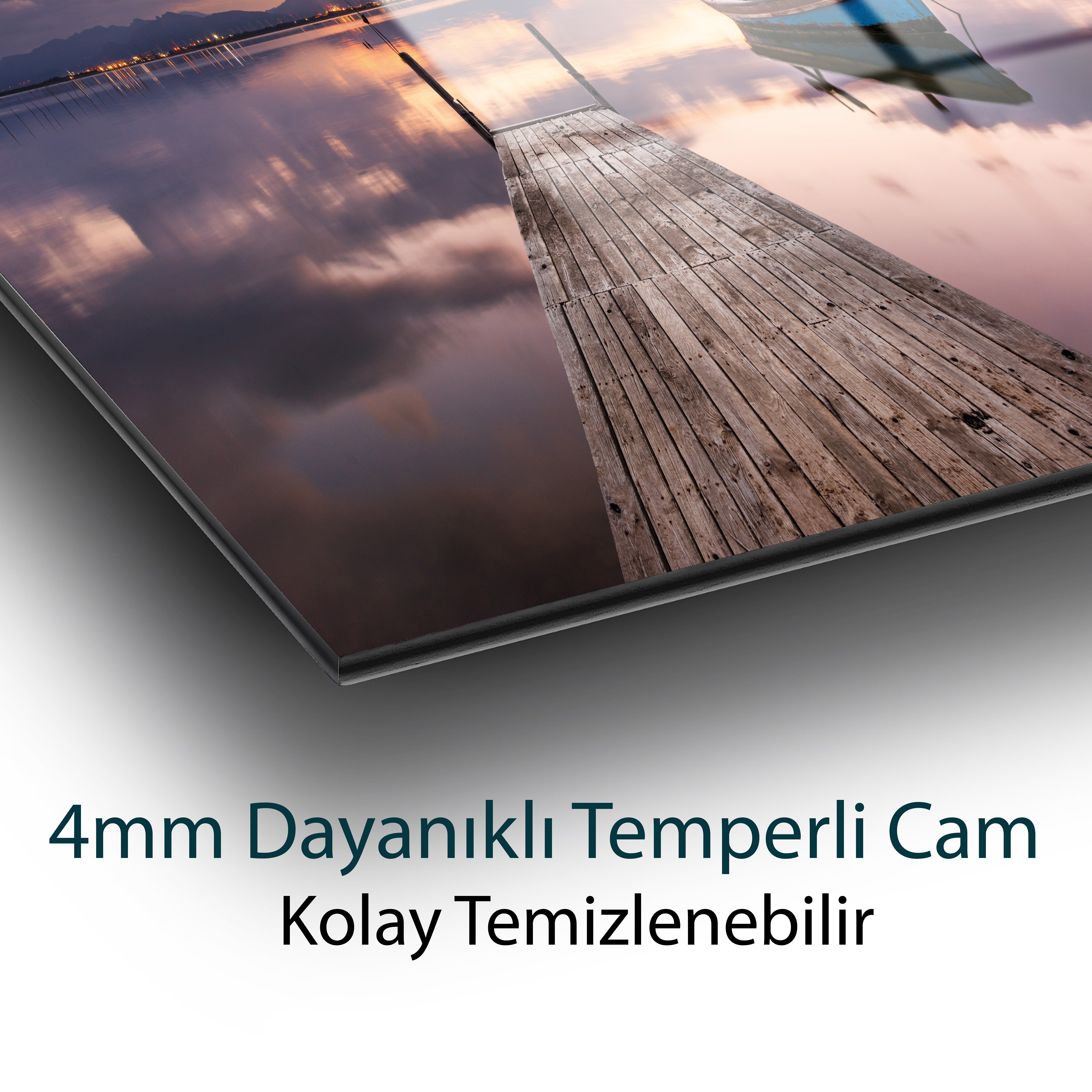 Kayık Manzara Cam Tablo Cam Tablo Hediyelik Büyük Tablo Ev Ofis Dekoru