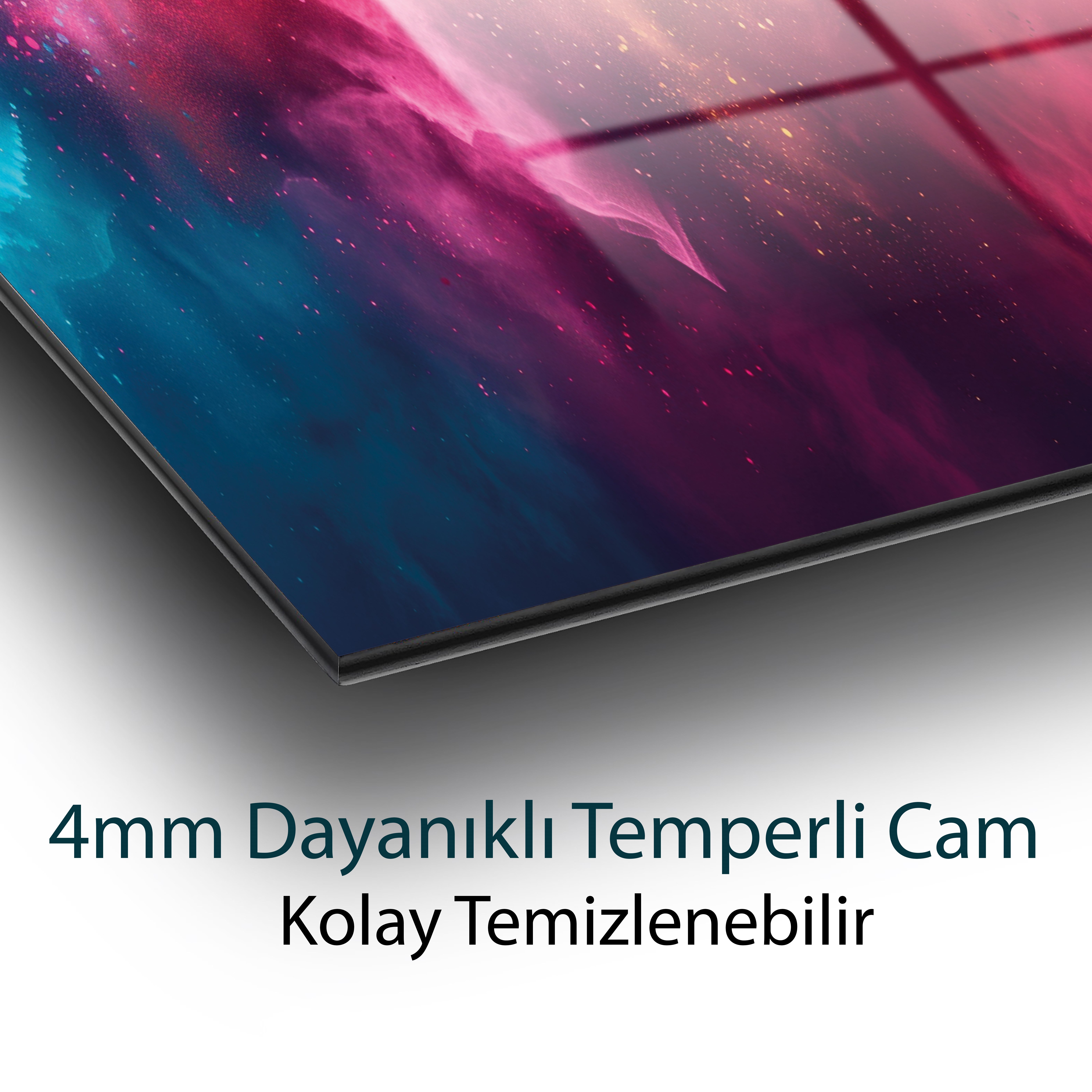 Kozmik Renk Paleti Cam Tablo Hediyelik Büyük Tablo Ev Ofis Dekoru