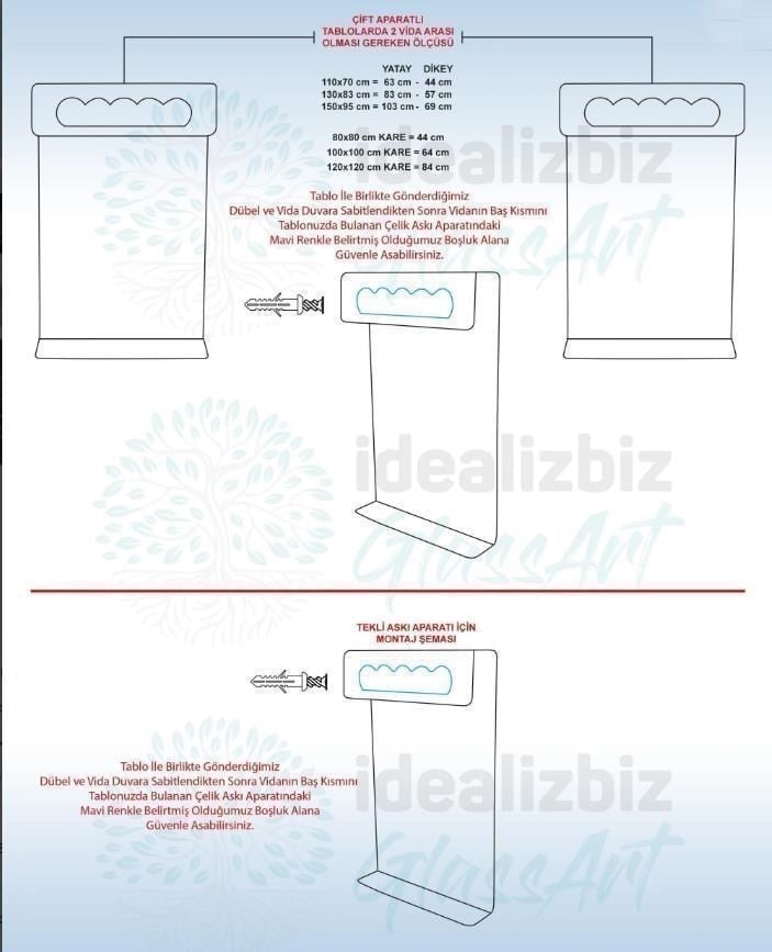 Mim Harfli  Cam Tablo Modern Ofis Makam Odası Hediyelik Büyük Tablo Duvar Dekoru 