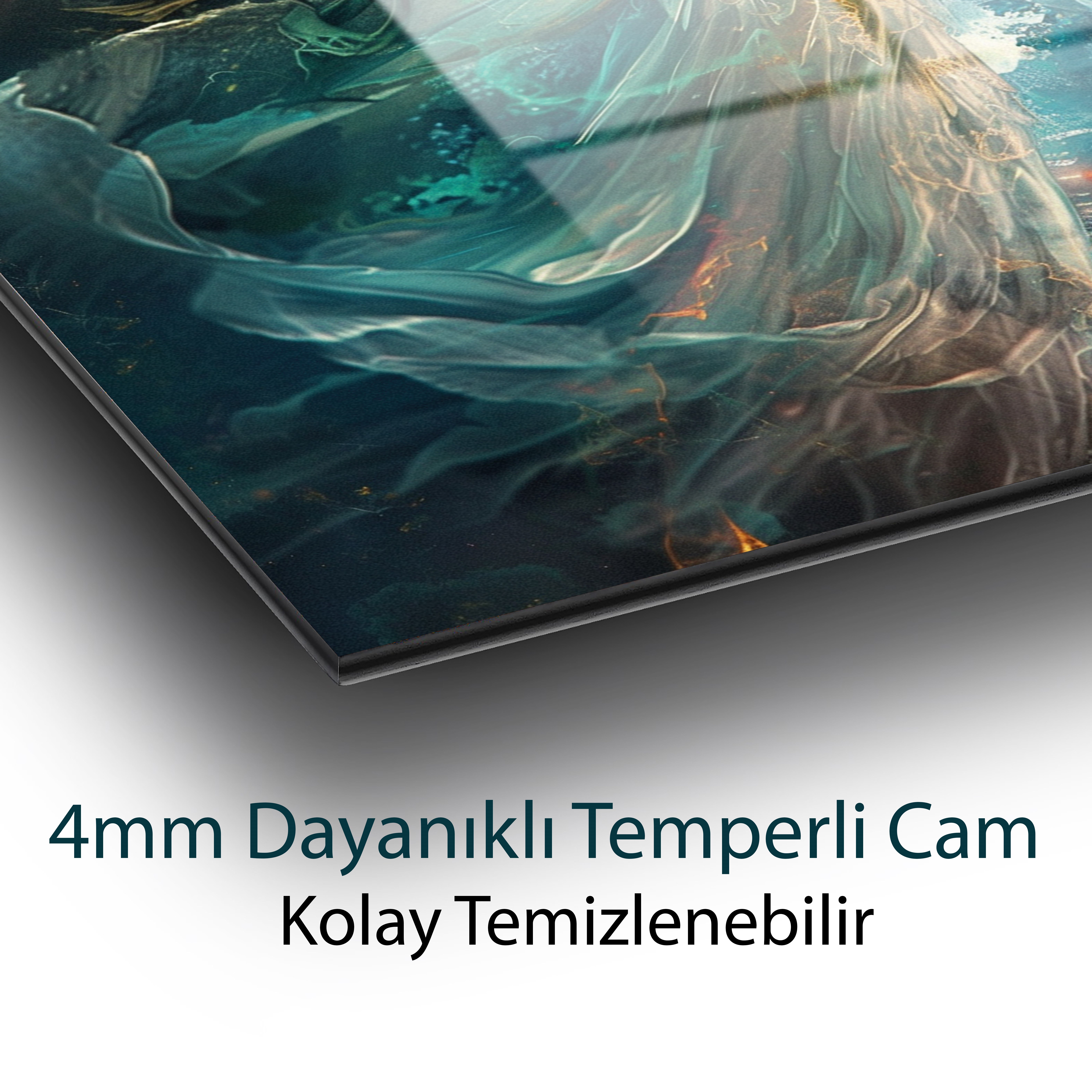 Mistik Ejderha Temperli Cam Tablo | Fantastik Asya Manzarası | Zen Duvar Dekoru