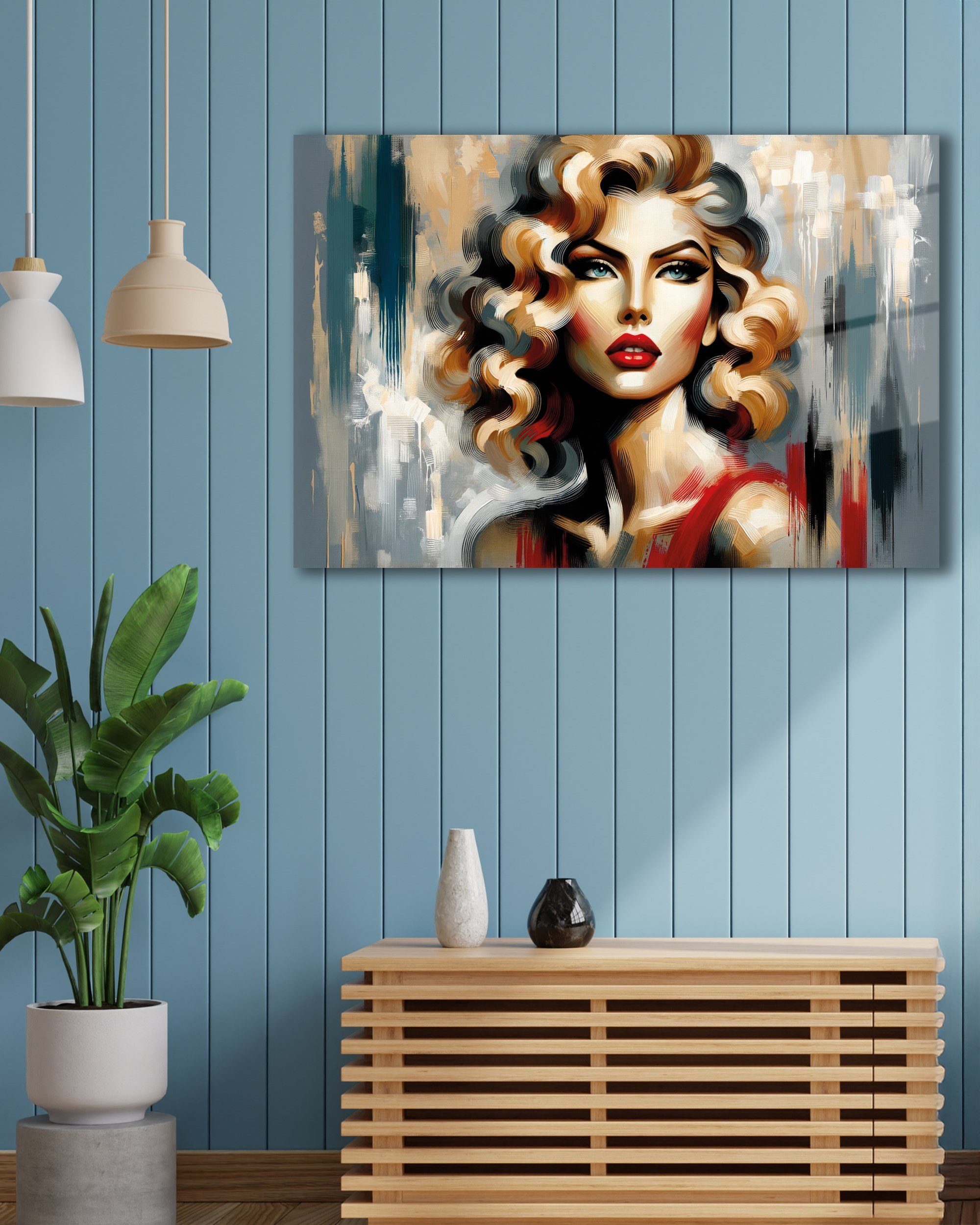 Modern Diva Cam Tablo Yapay Zeka Hediyelik Büyük Tablo Ev Ofis Dekoru