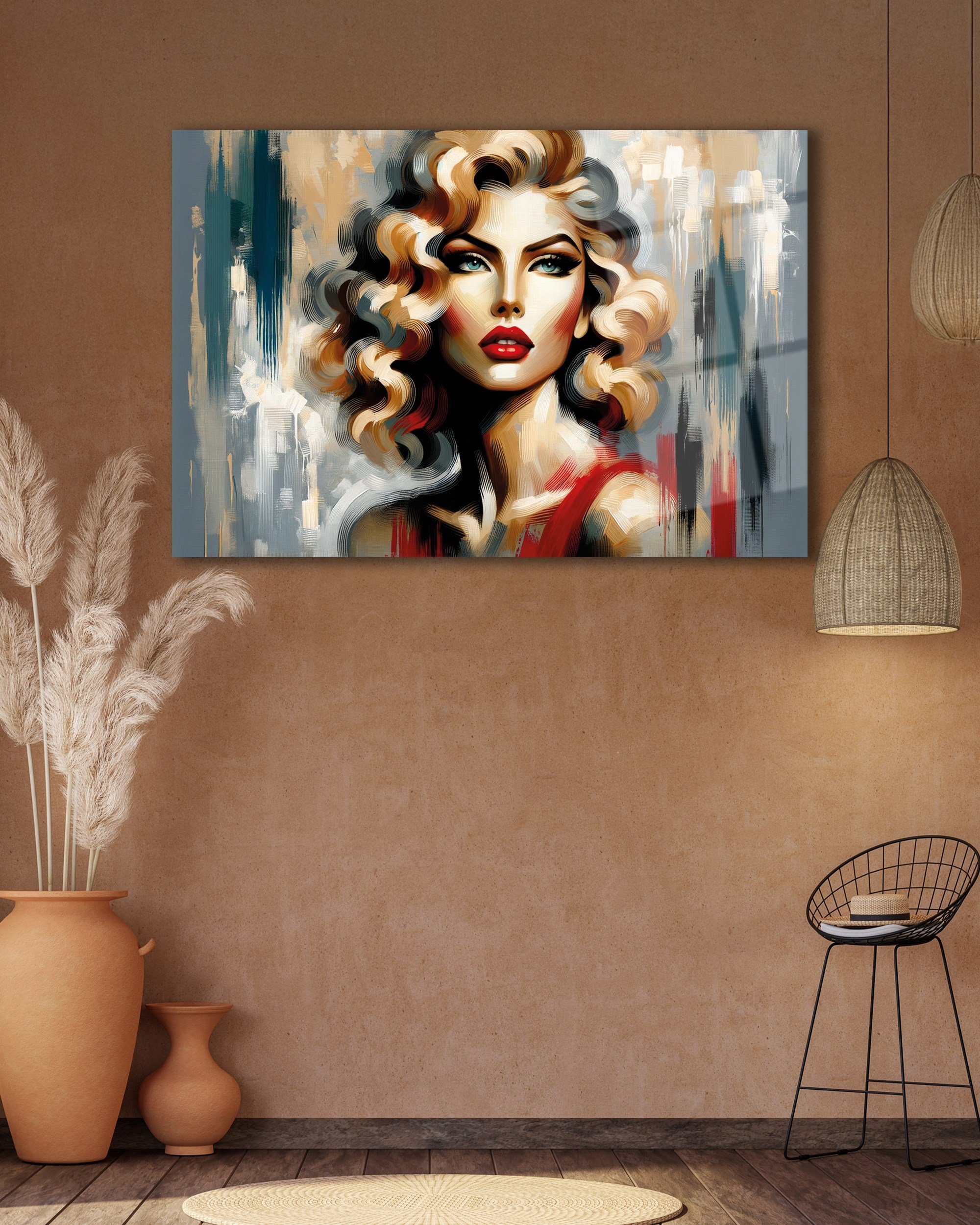 Modern Diva Cam Tablo Yapay Zeka Hediyelik Büyük Tablo Ev Ofis Dekoru