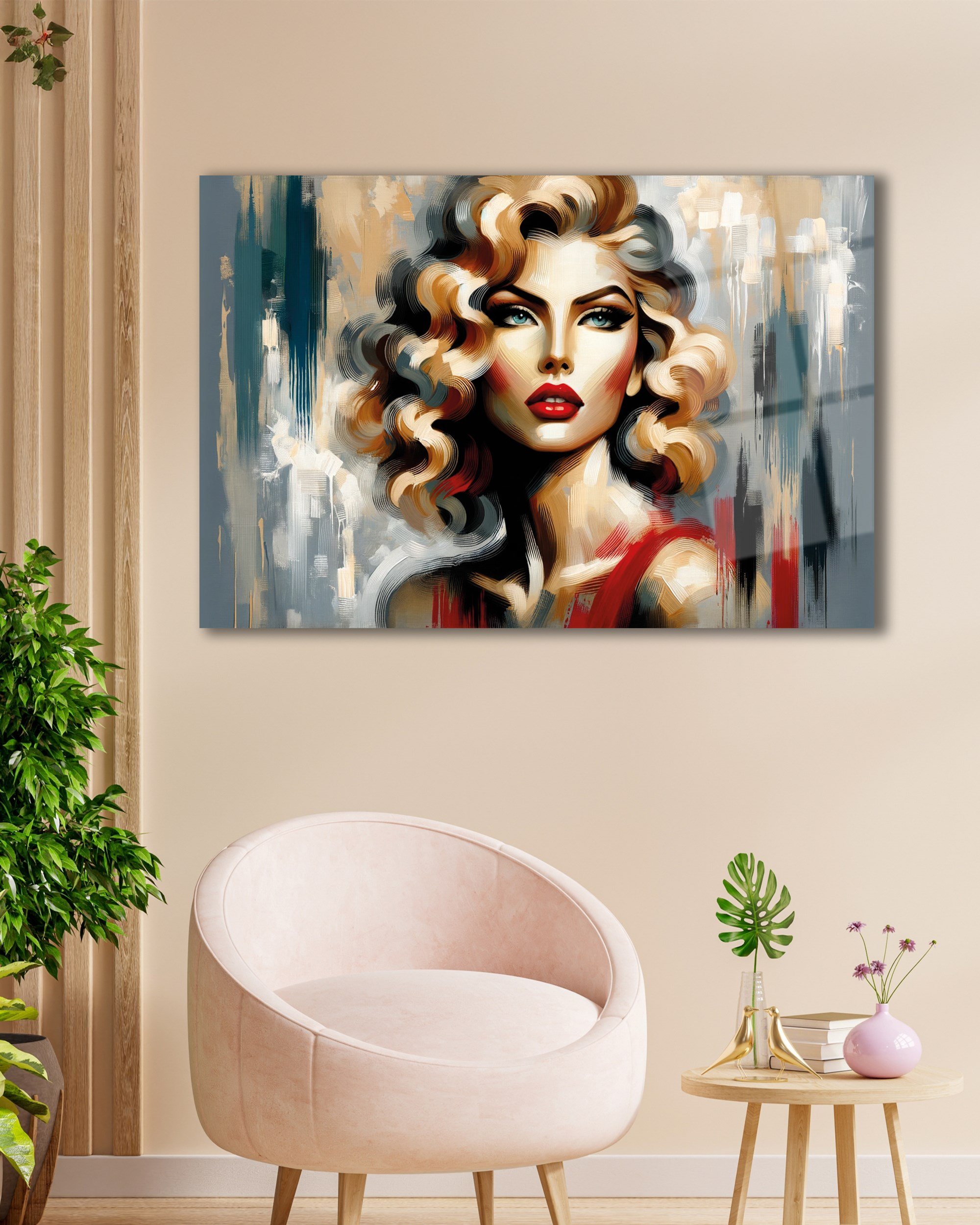 Modern Diva Cam Tablo Yapay Zeka Hediyelik Büyük Tablo Ev Ofis Dekoru