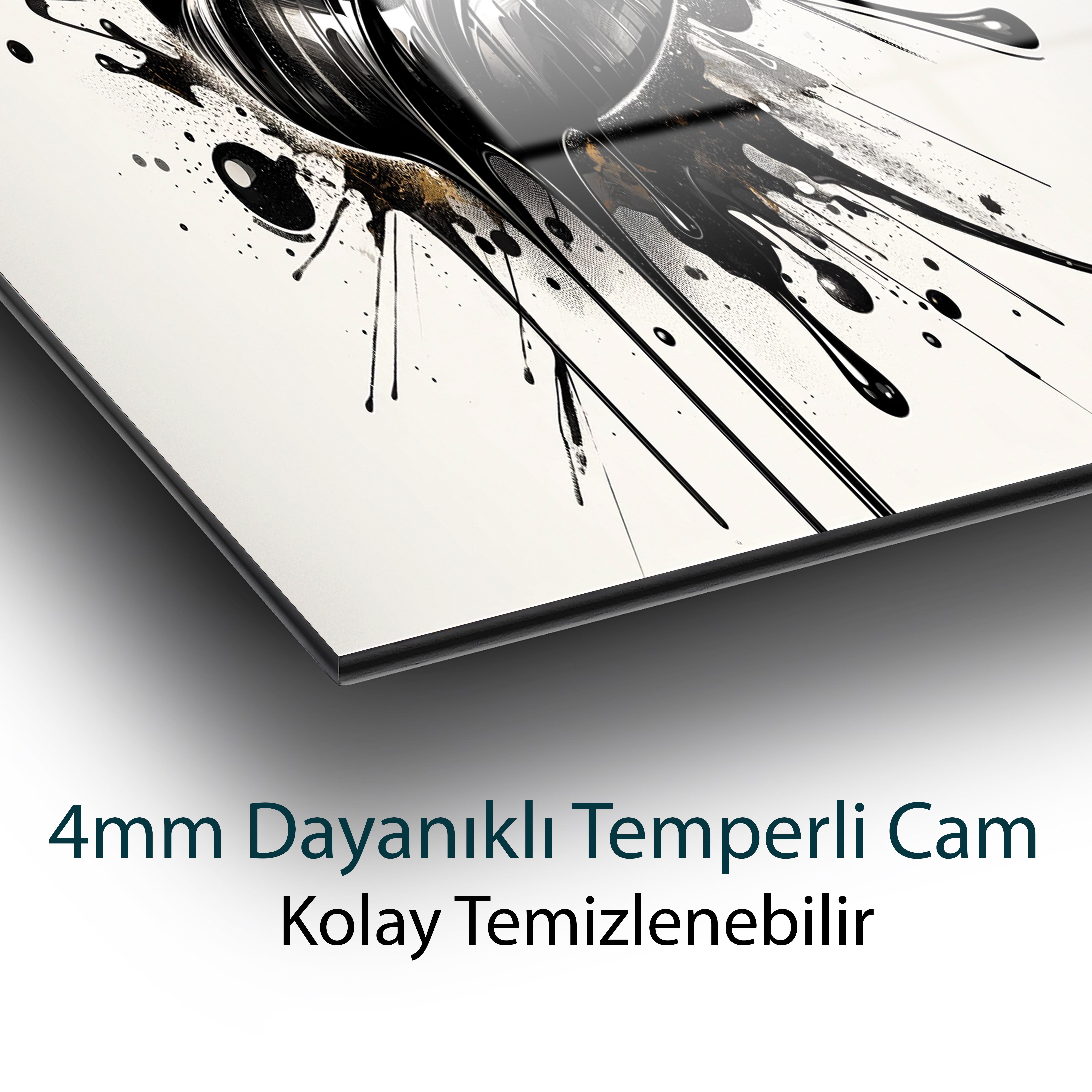 Mürekkep Patlaması Sessiz Çığlık Cam Tablo Yapay Zeka Hediyelik Büyük Tablo Ev Ofis Dekoru