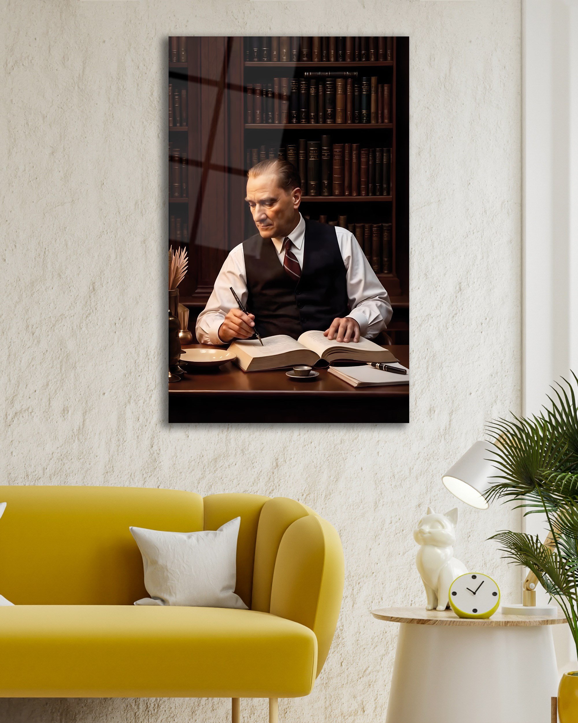 Mustafa Kemal Atatürk Cam Tablo | Liderlik ve Vizyon Temalı Dekoratif Temperli Cam Duvar Tablosu