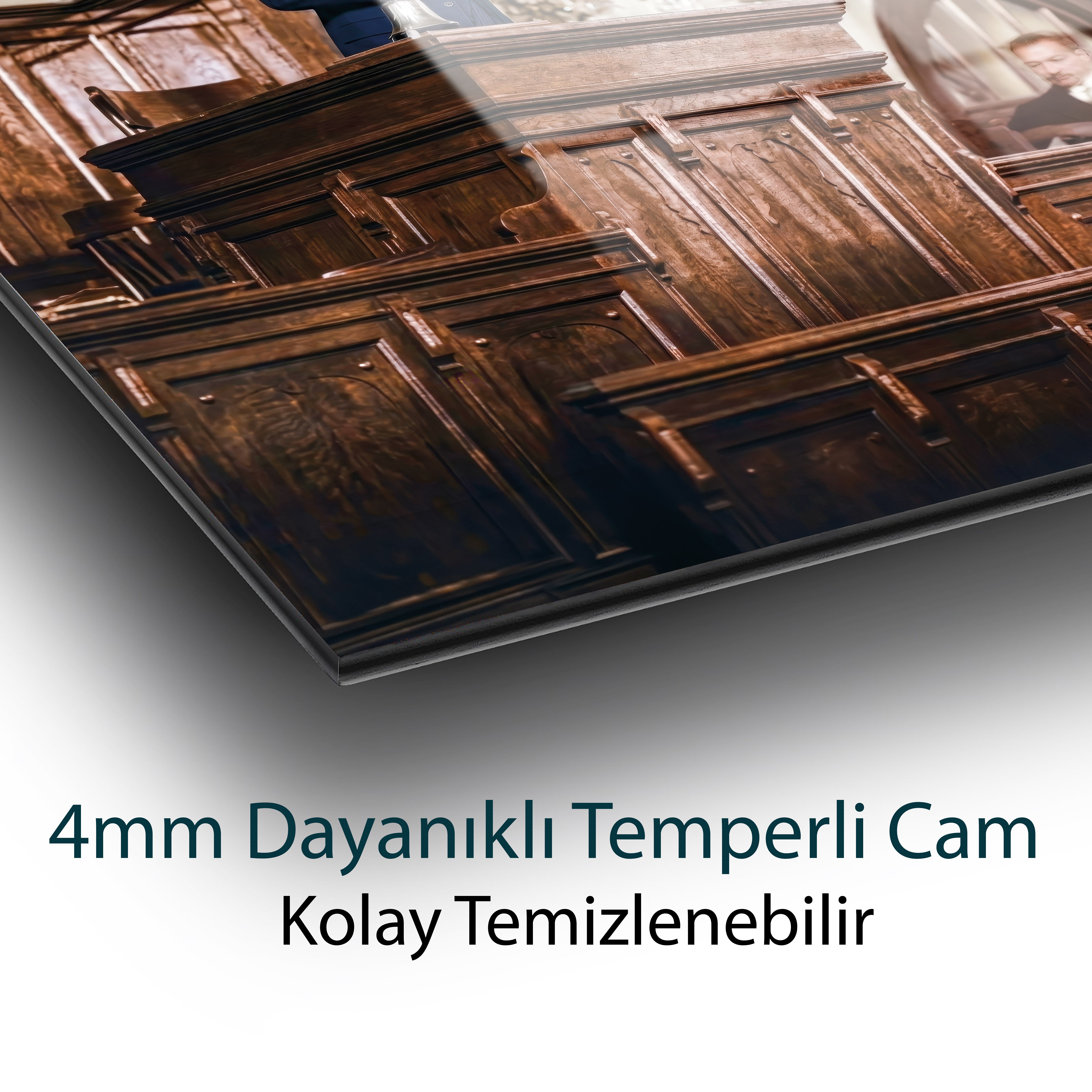 Mustafa Kemal Atatürk Meclis Konuşması Cam Tablo | TBMM Temalı Premium Temperli Cam Duvar Tablosu