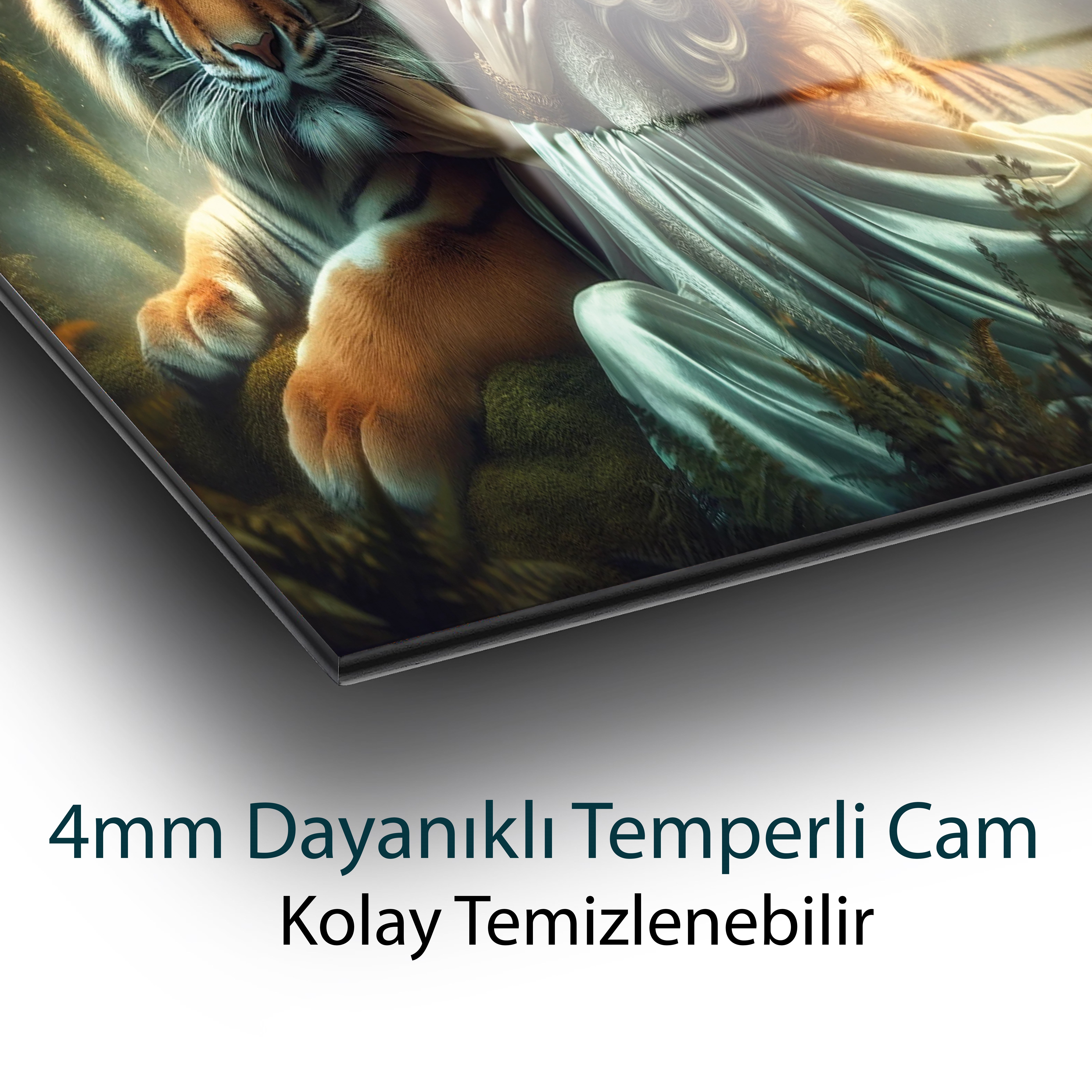 Ormanın Ruhu Güven ve Güç Arasında Cam Tablo Yapay Zeka Hediyelik Büyük Tablo Ev Ofis Dekoru