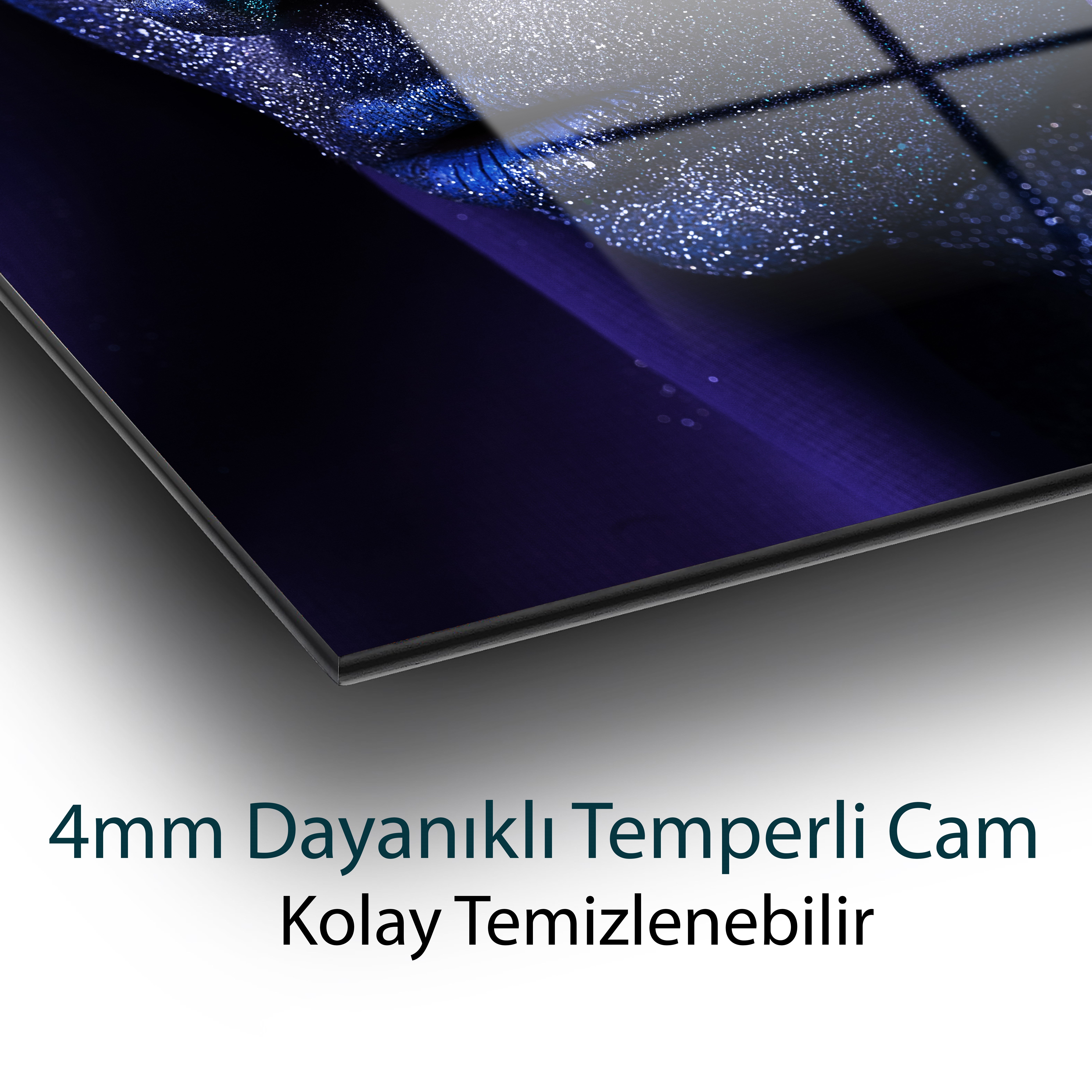 Parıltılı Mor Kadın 4mm Dayanıklı Temperli Cam