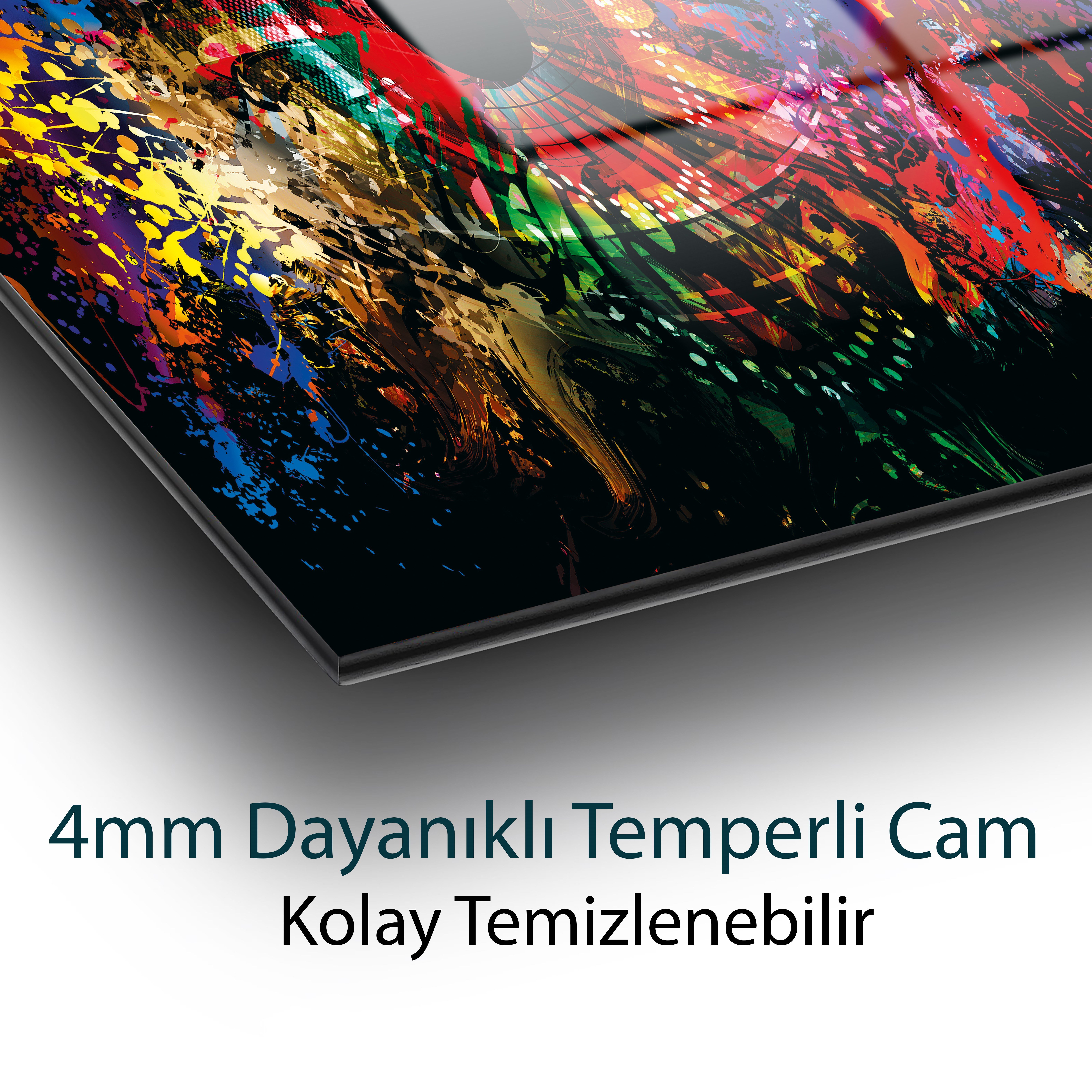 Renkli Göz Soyut Cam Tablo 4mm Dayanıklı Temperli Cam