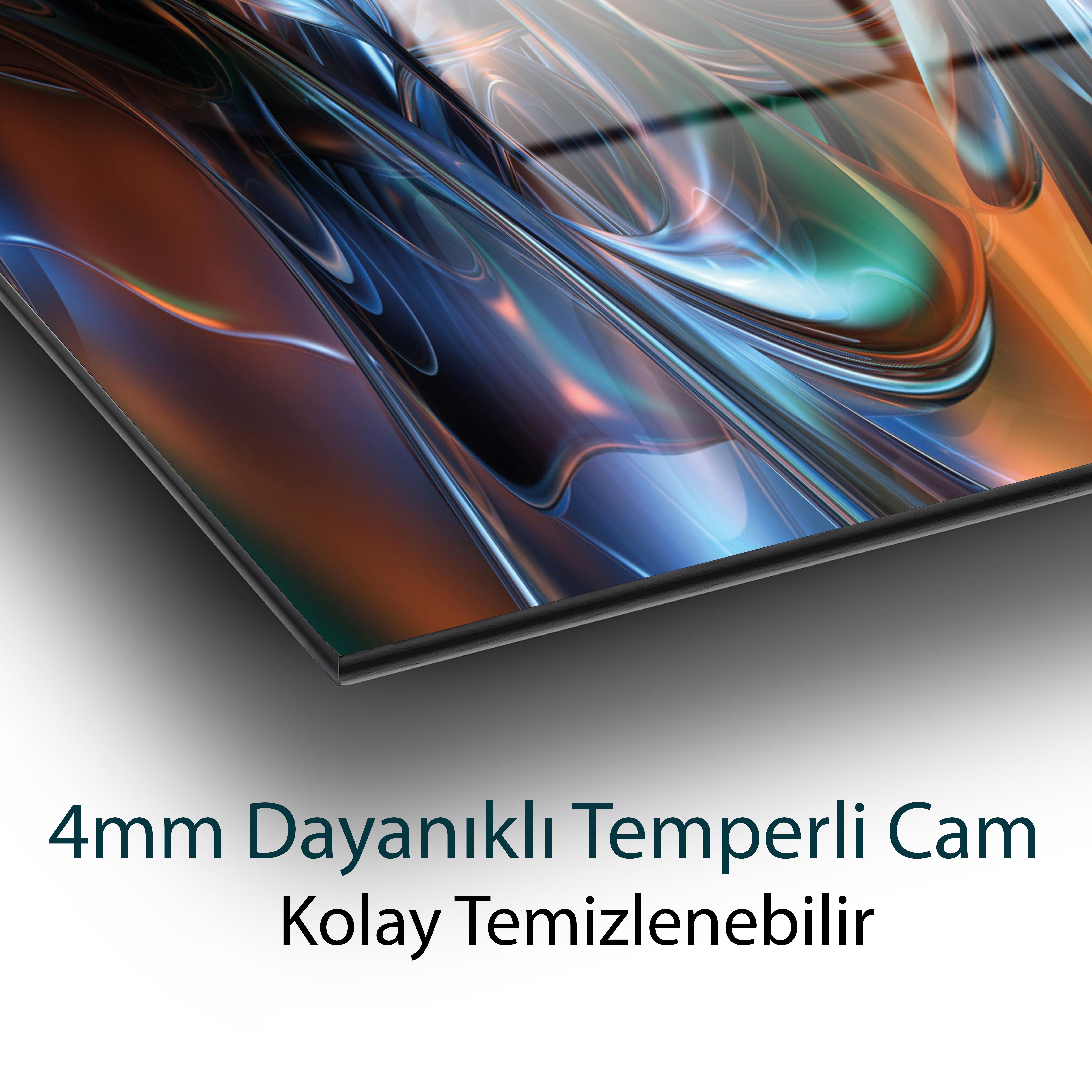 Renkli Soyut Cam Tablo 4mm Dayanıklı Temperli Cam