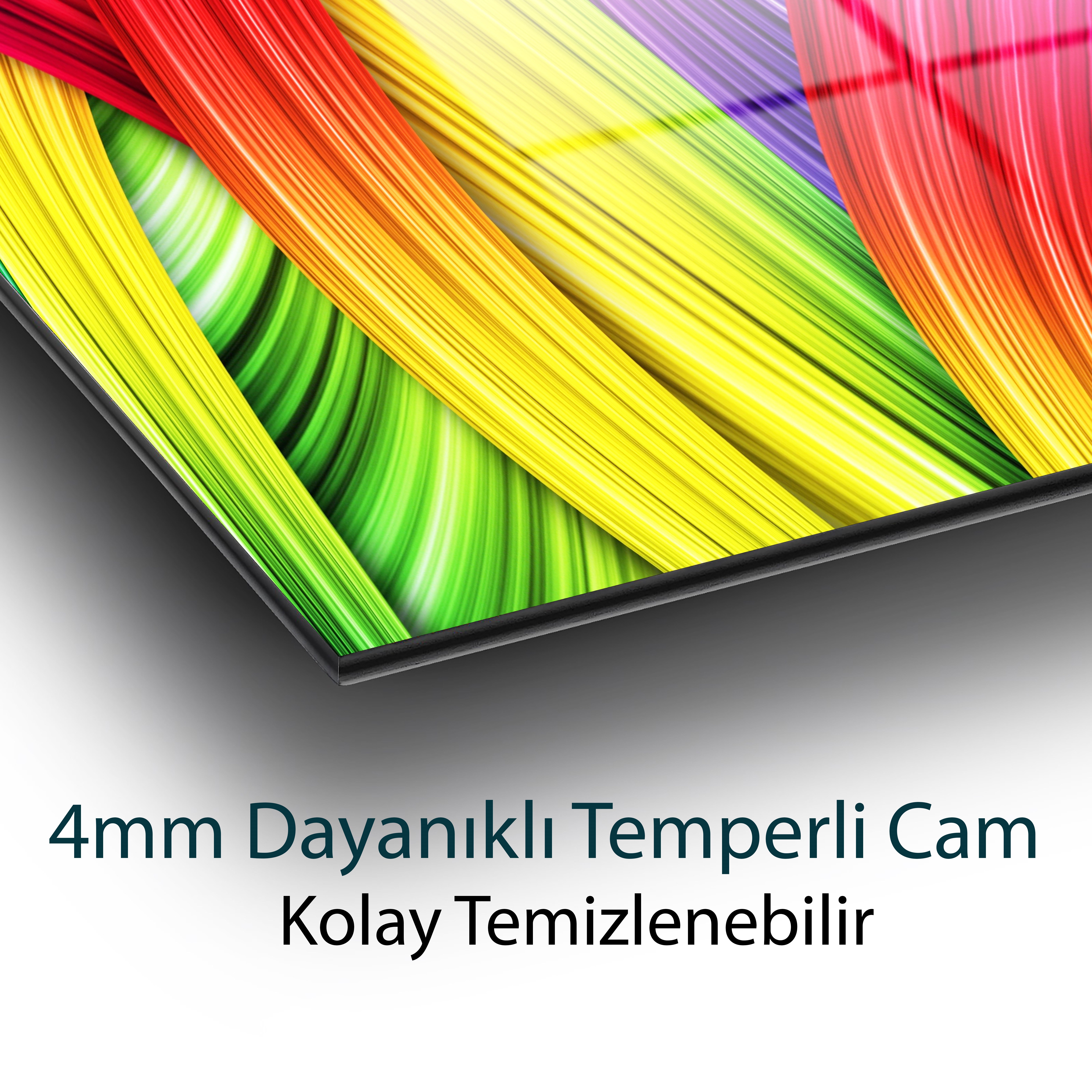 Renkli Soyut Cam Tablo 4mm Dayanıklı Temperli Cam