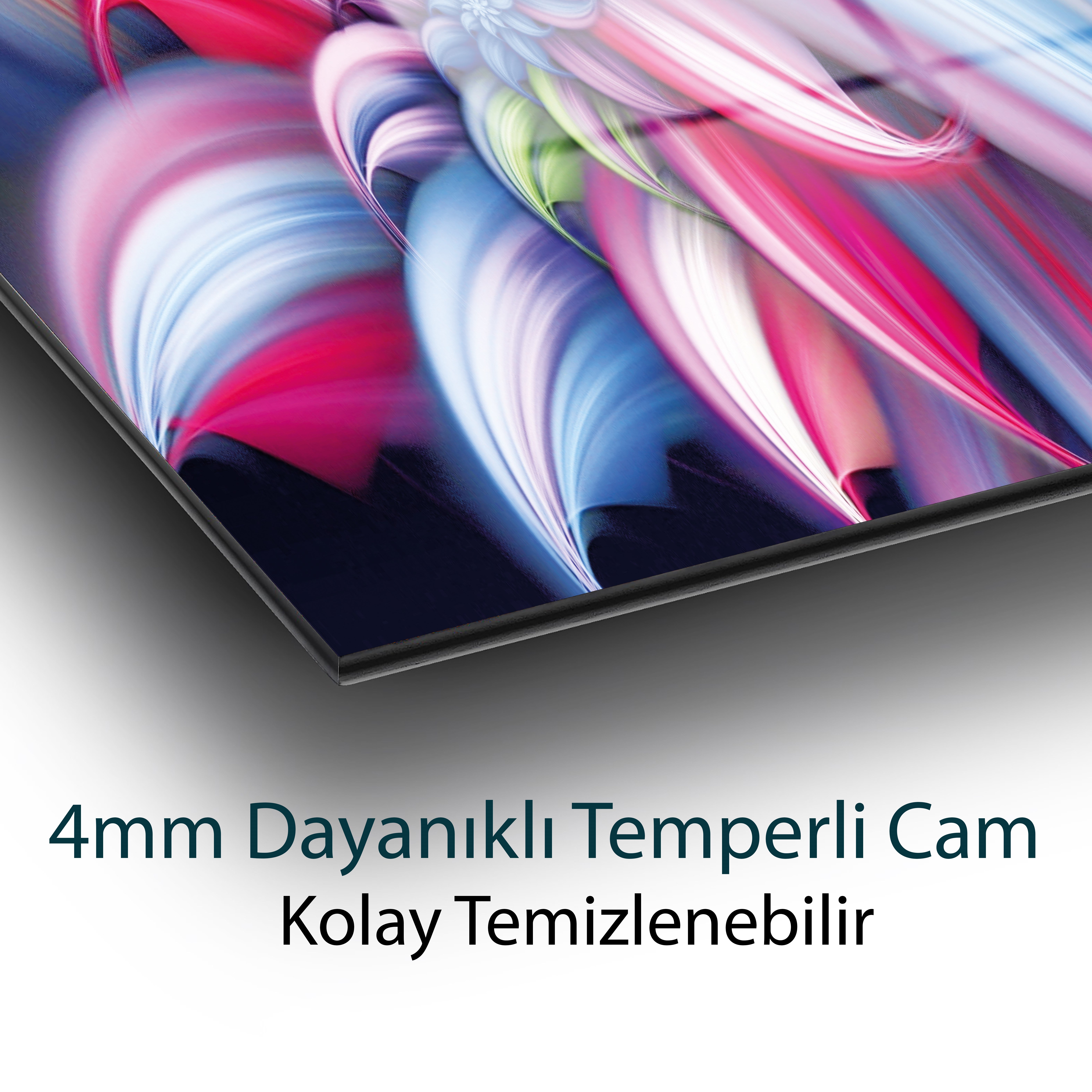 Renkli Soyut Cam Tablo 4mm Dayanıklı Temperli Cam