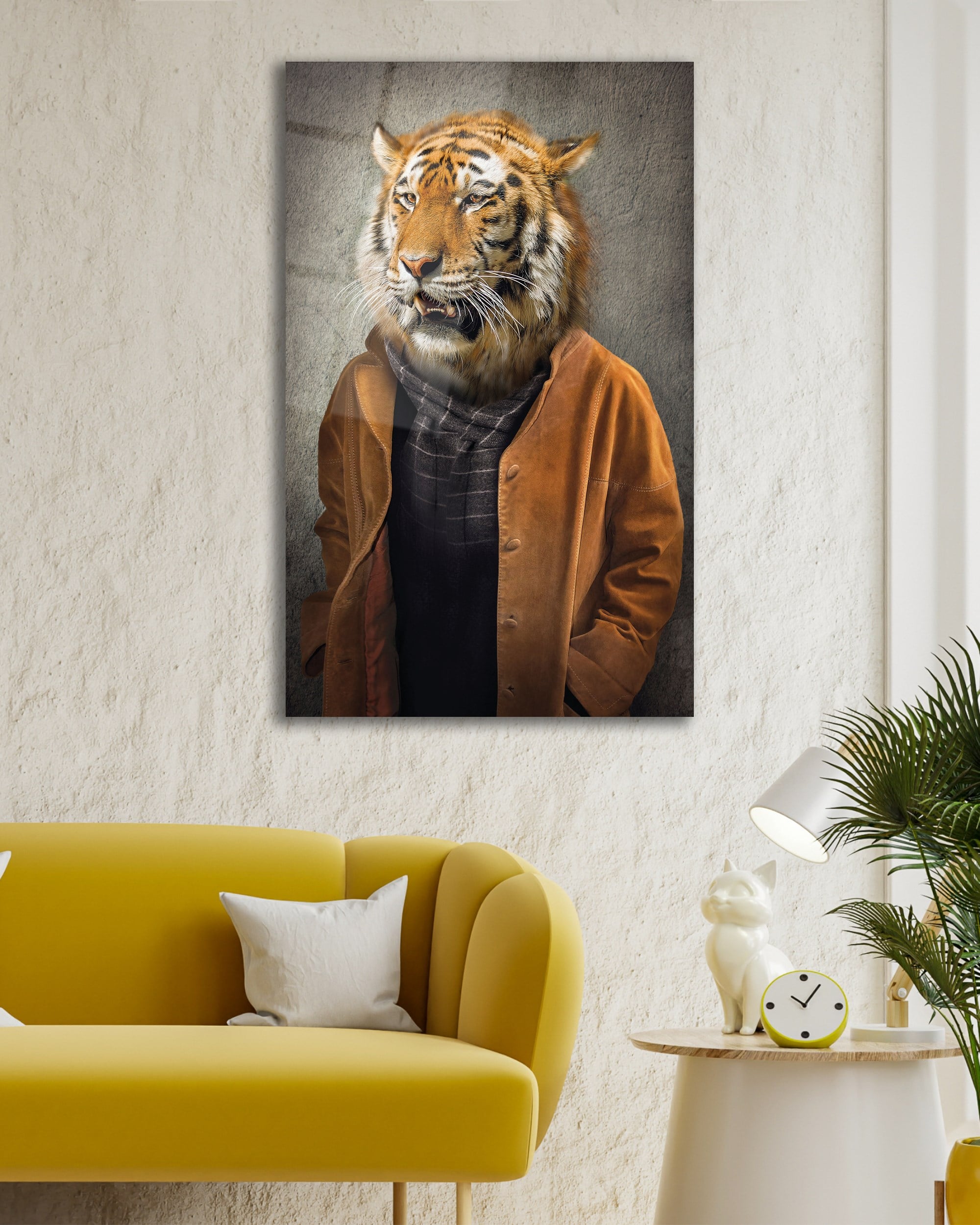 Şık Kaplan Temperli Cam Tablo | Modern Hayvan Portresi | Luxury Wildlife Duvar Dekoru | Premium Cam Tablo