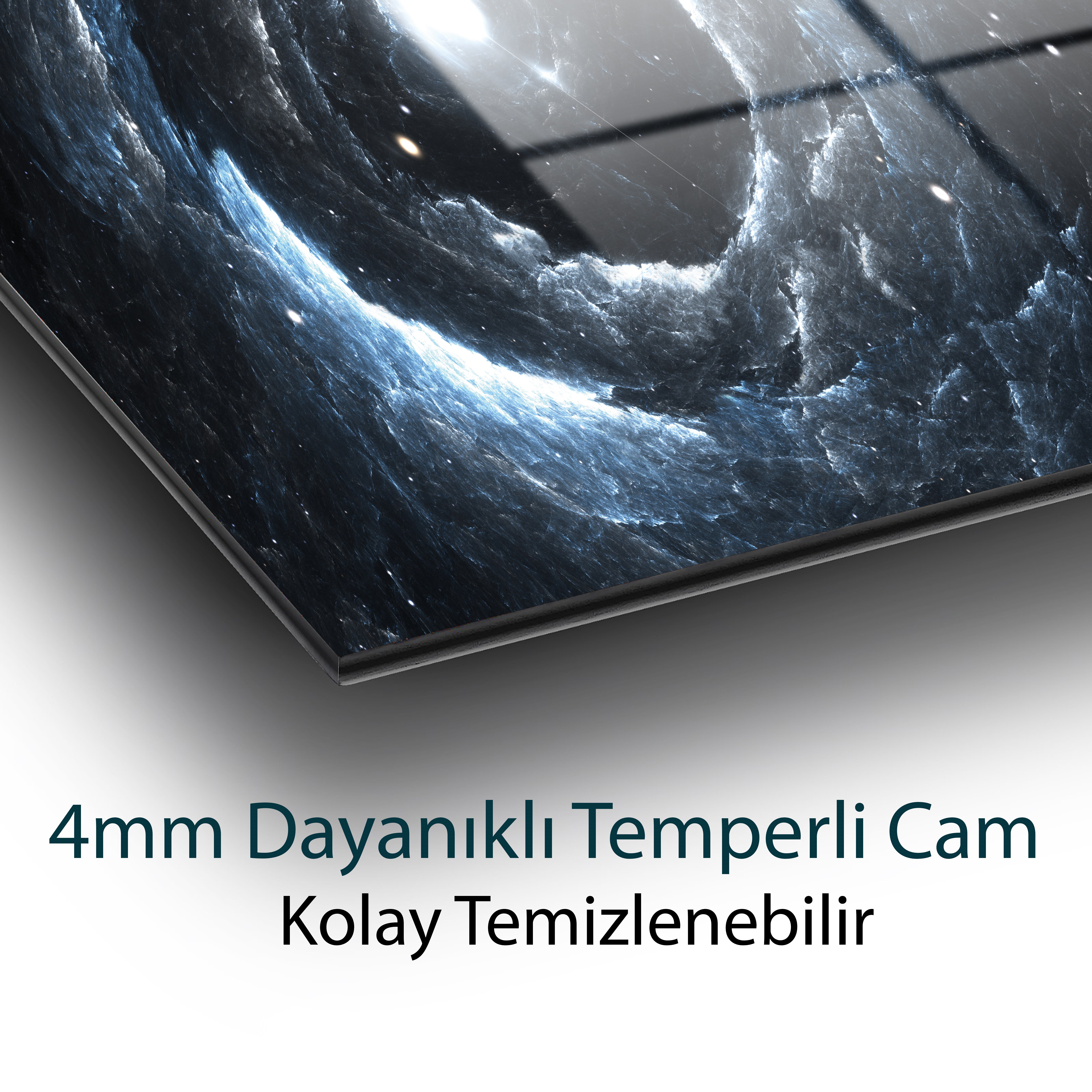 Sonsuzluk Mavi Uzay Cam Tablo Hediyelik Büyük Tablo Ev Ofis Dekoru