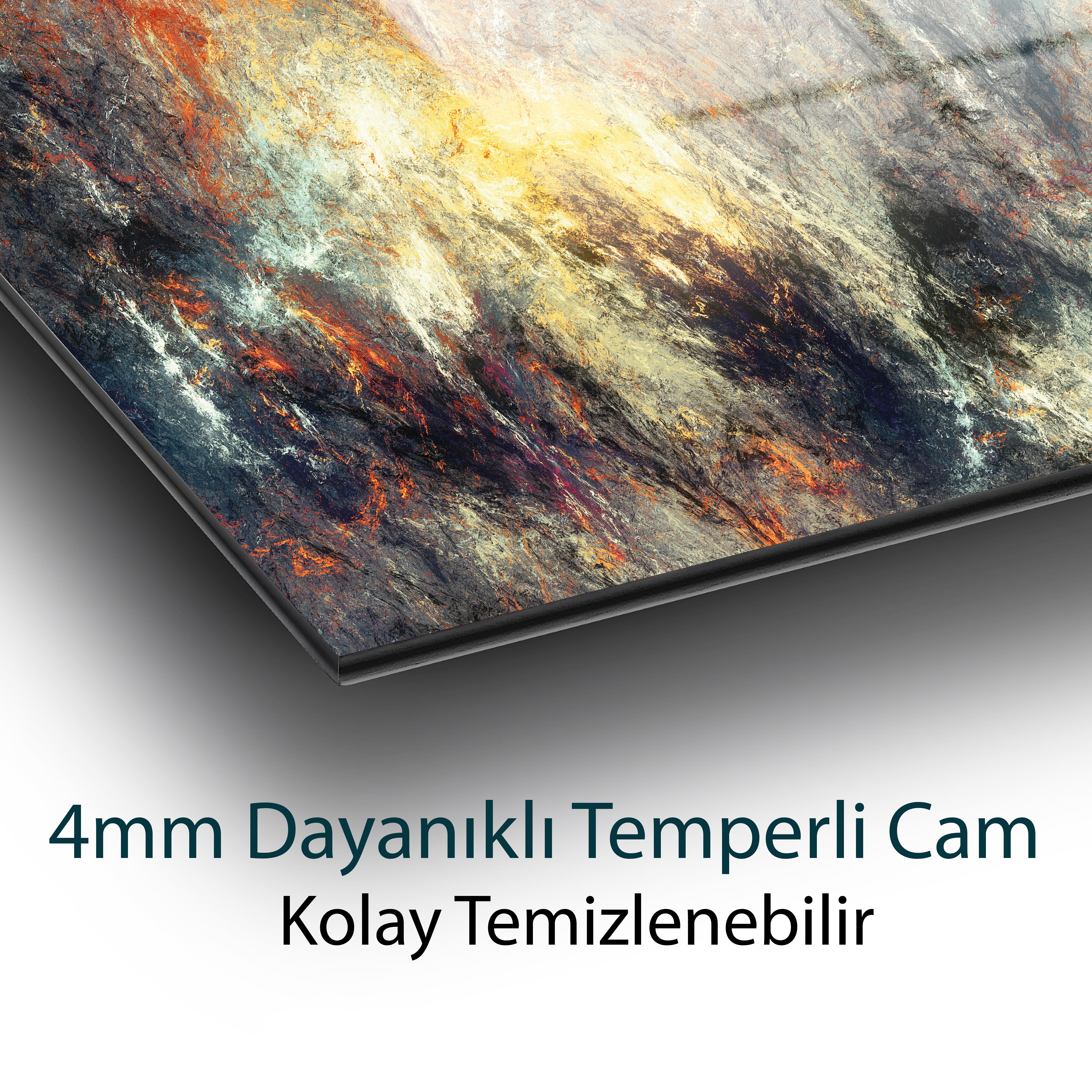 Soyut Doku Temperli Cam Tablo | Modern Abstract Sanat Duvar Dekoru | Lüks Cam Tablo