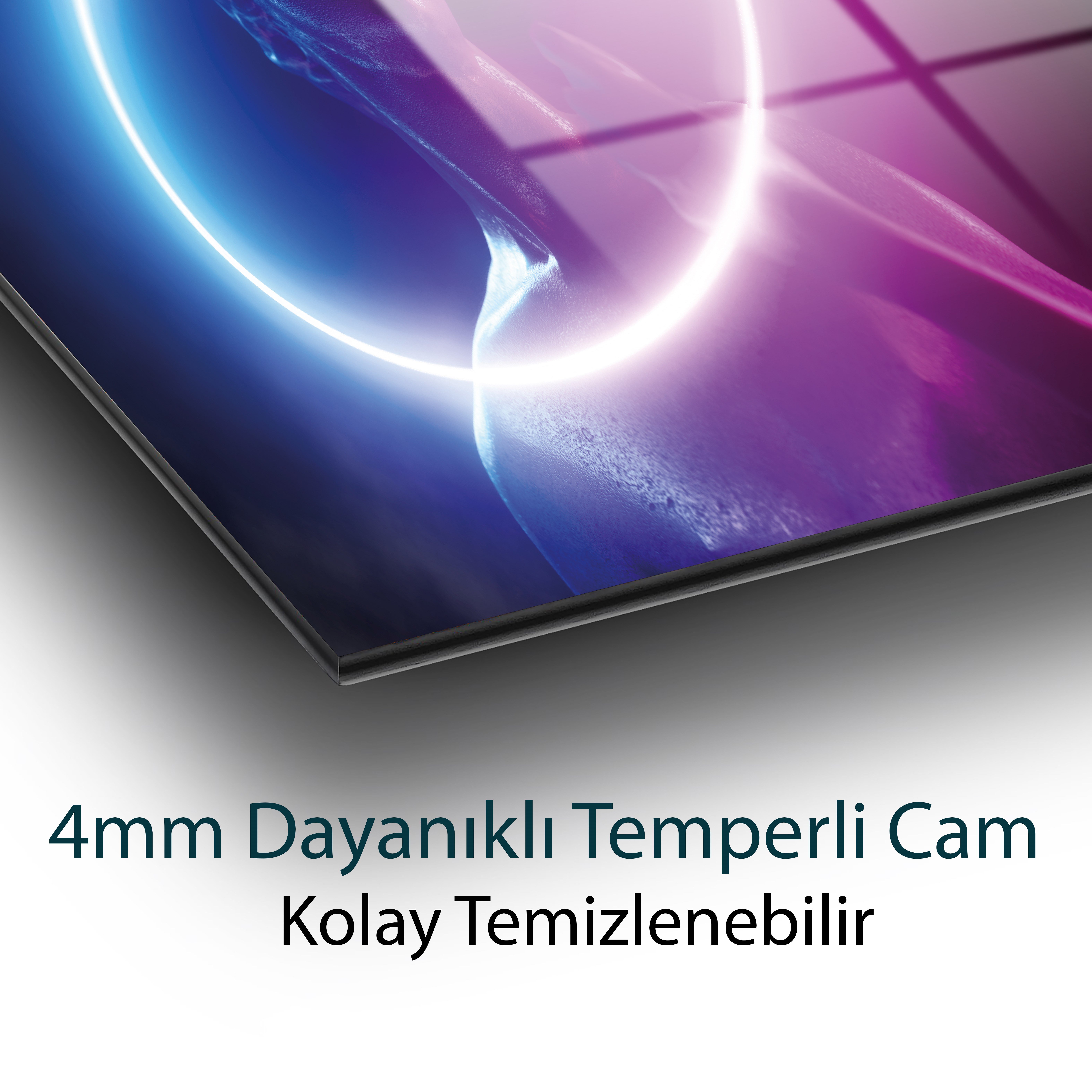 Soyut Neon Tarzı Heykel Cam Tablo 4mm Dayanıklı Temperli Cam