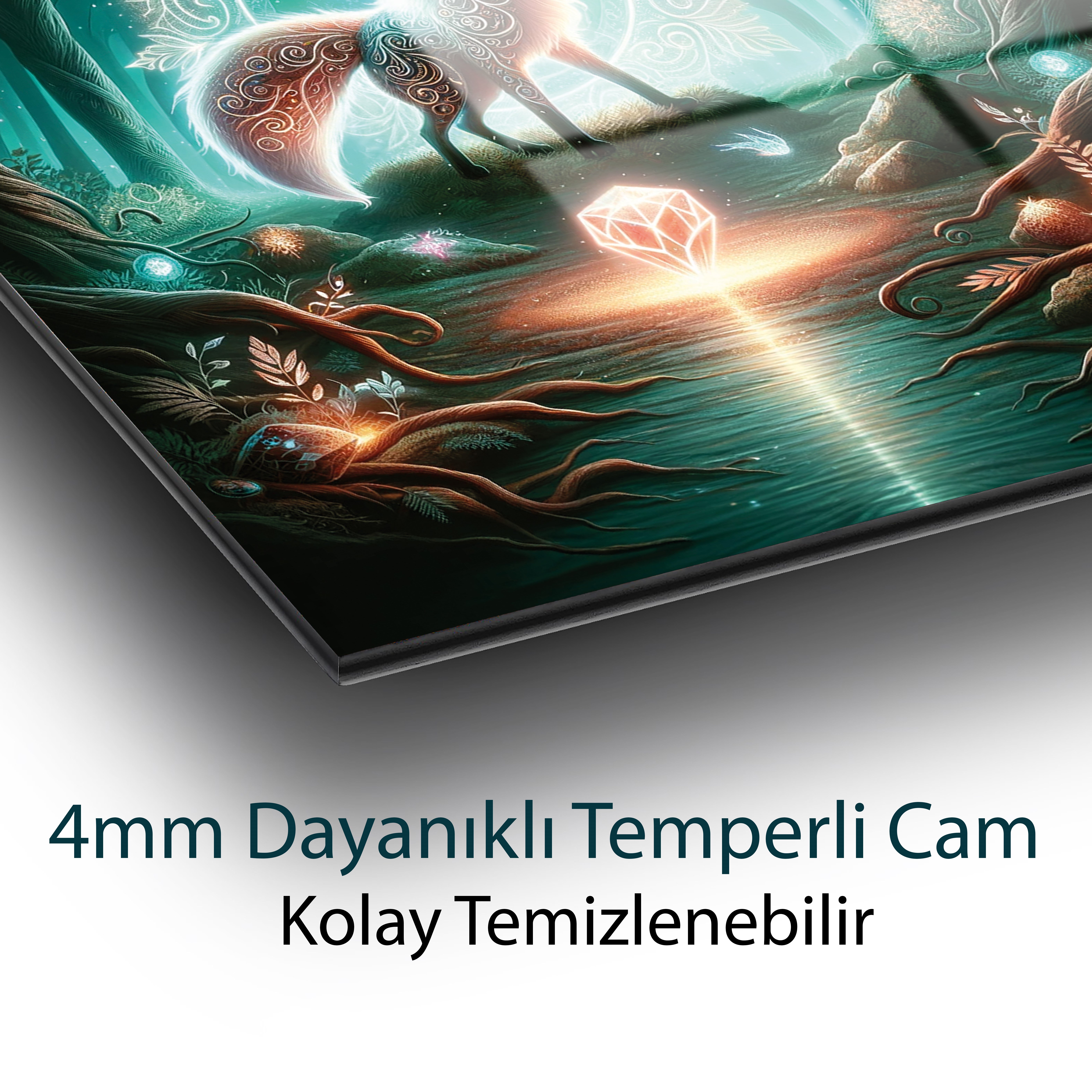 Soyut Tilki Figürlü Renkli  Cam Tablo  Modern Ofis Makam Odası Hediyelik Büyük Tablo Duvar Dekoru 