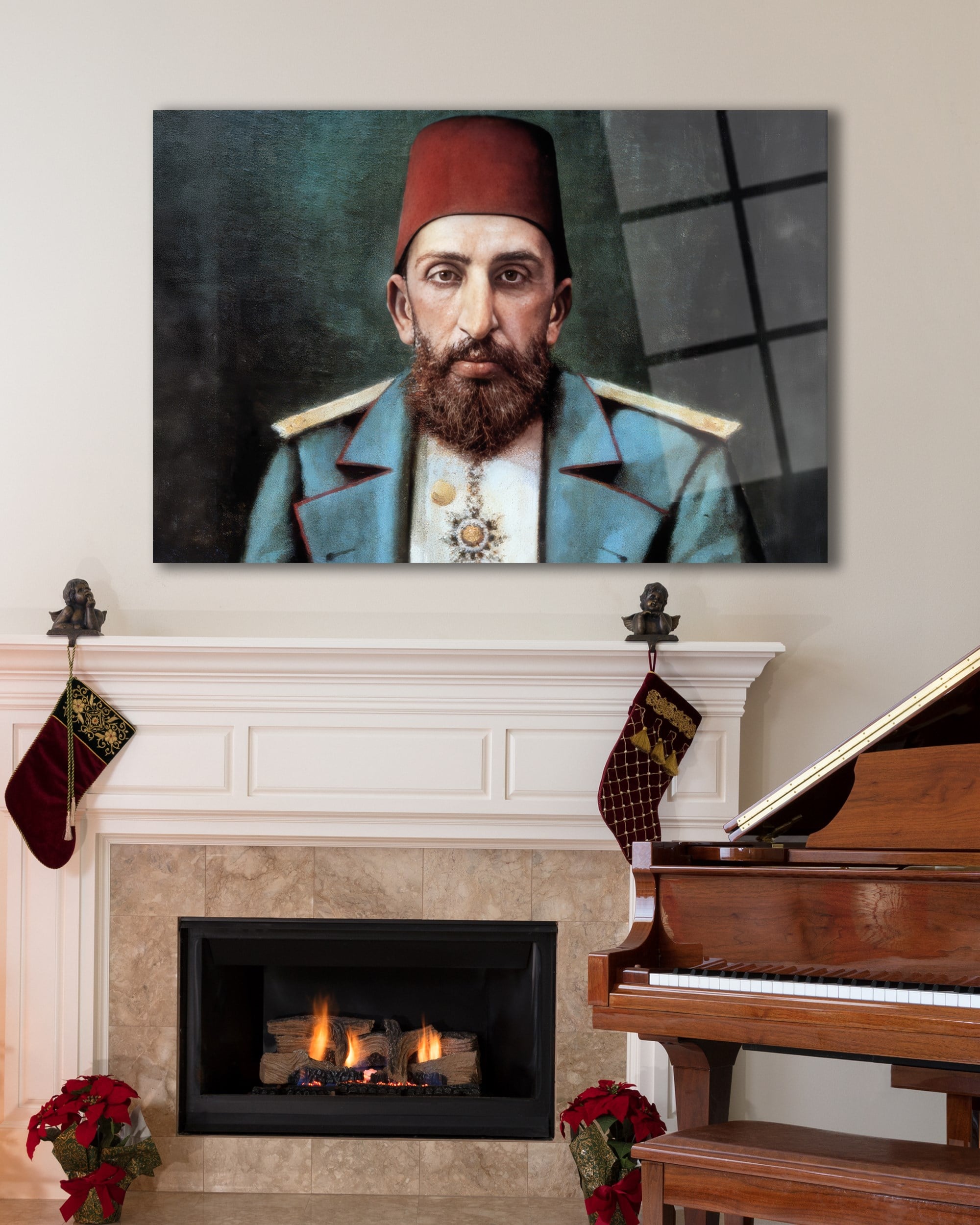 Sultan II. Abdülhamid Han Osmanlı Portresi Temperli Cam Tablo