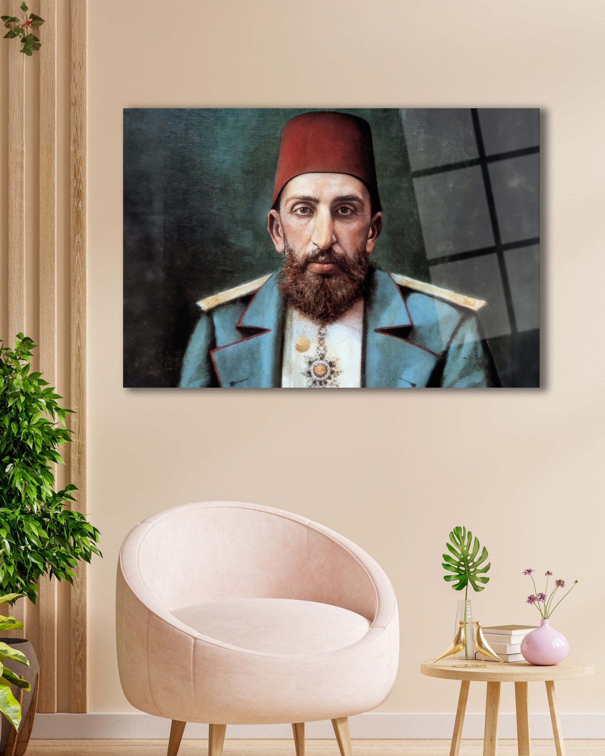 Sultan II. Abdülhamid Han Osmanlı Portresi Temperli Cam Tablo