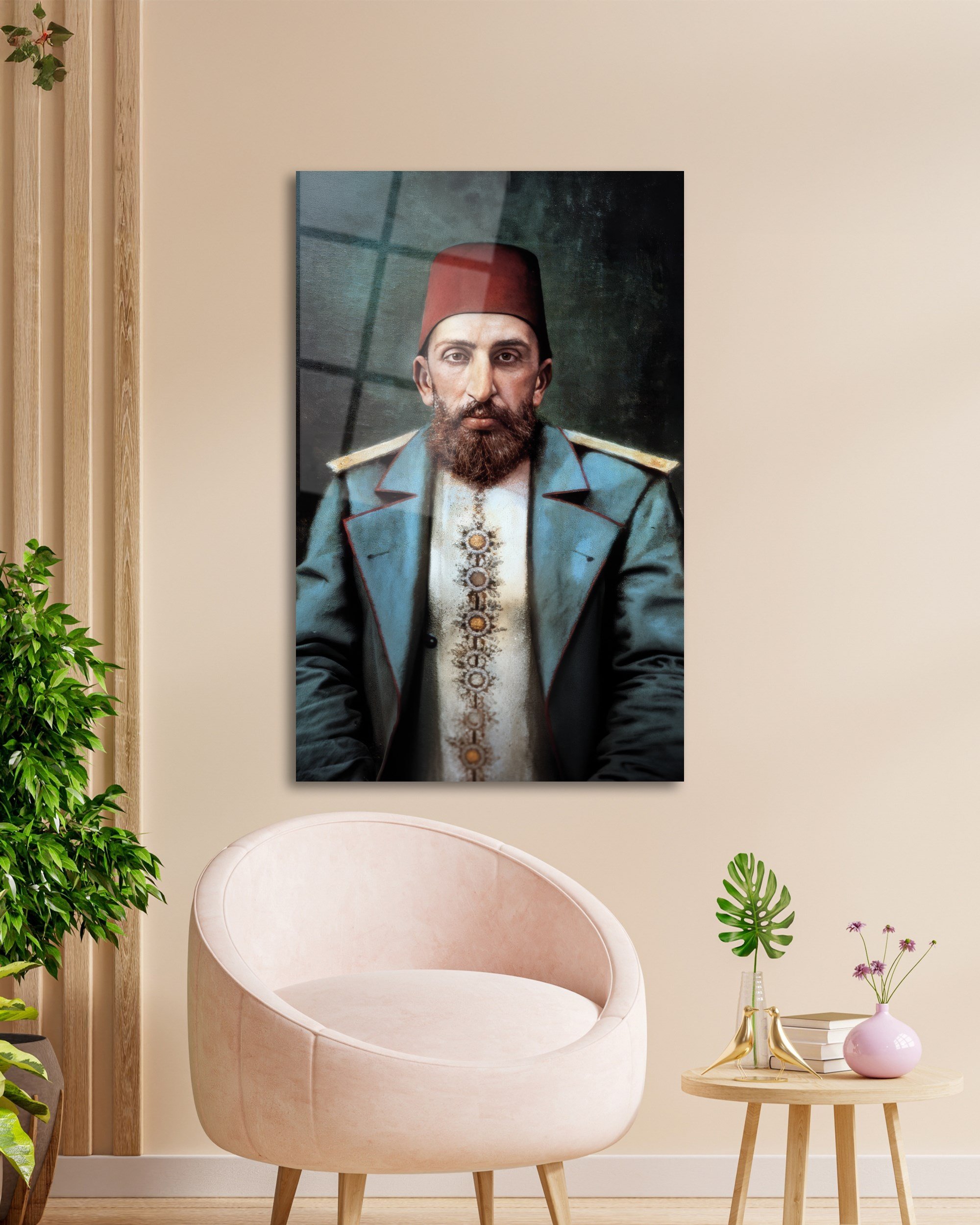 Sultan II. Abdülhamid Han Cam Tablo | Osmanlı Padişahı Portresi | 4 mm Temperli Cam Duvar Tablosu