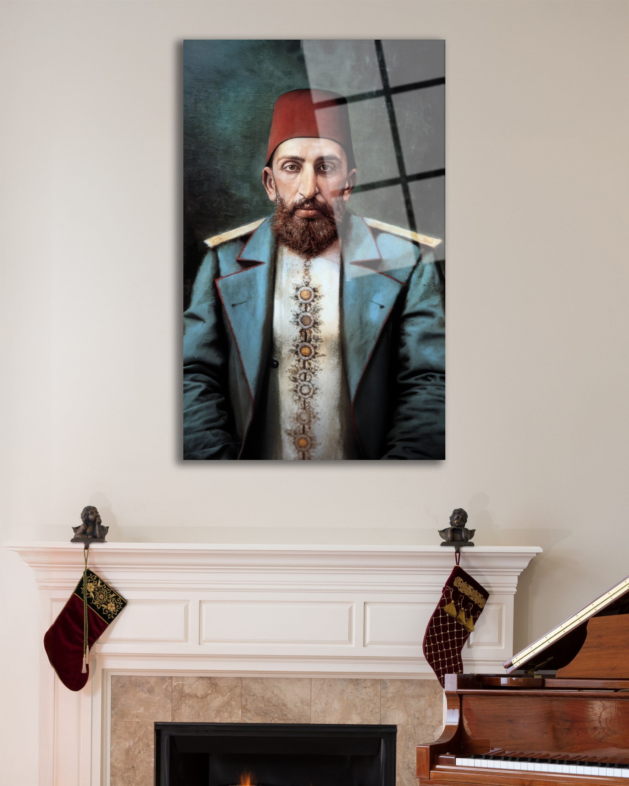 Sultan II. Abdülhamid Han Cam Tablo | Osmanlı Padişahı Portresi | 4 mm Temperli Cam Duvar Tablosu