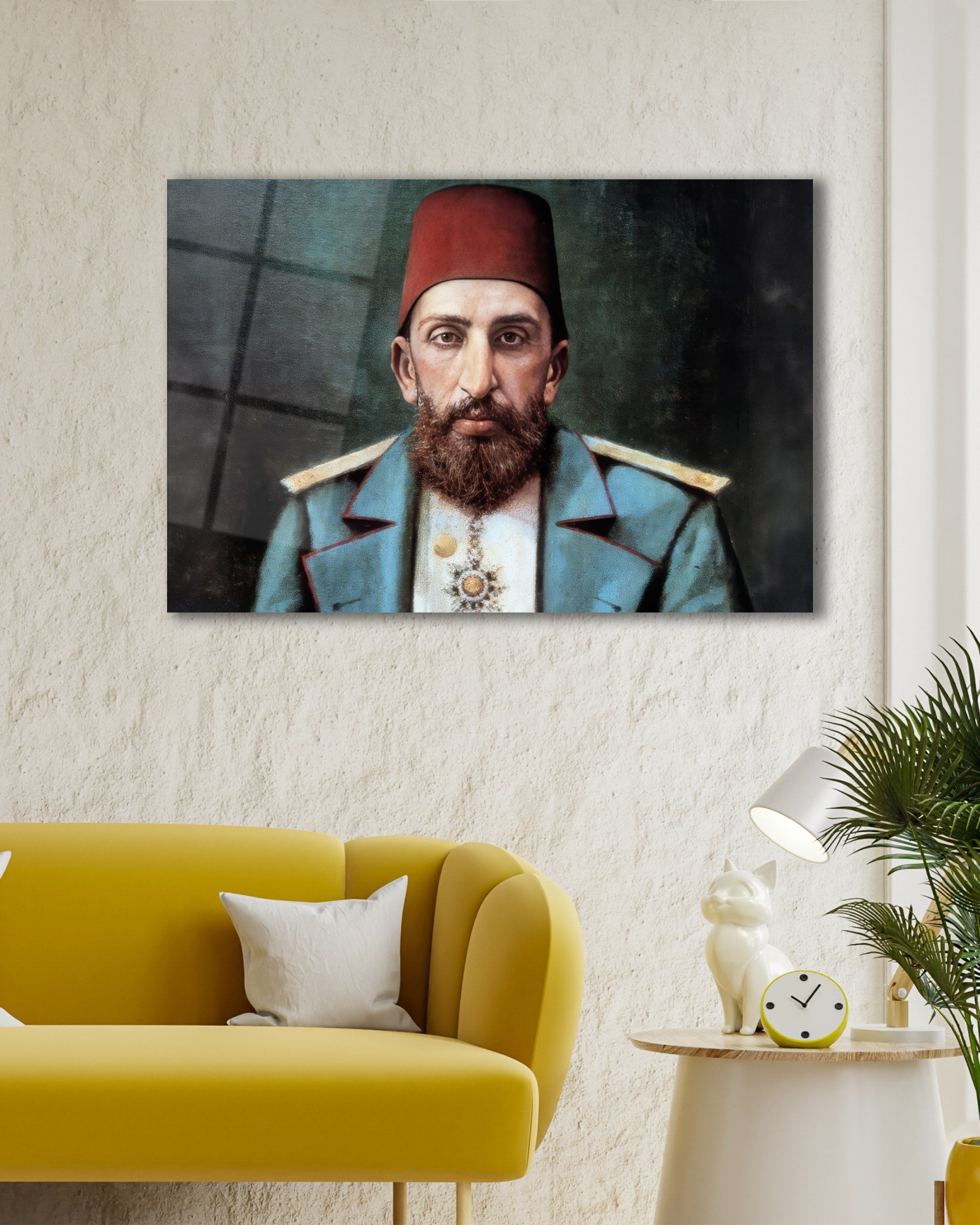 Sultan II. Abdülhamid Han Osmanlı Portresi Temperli Cam Tablo