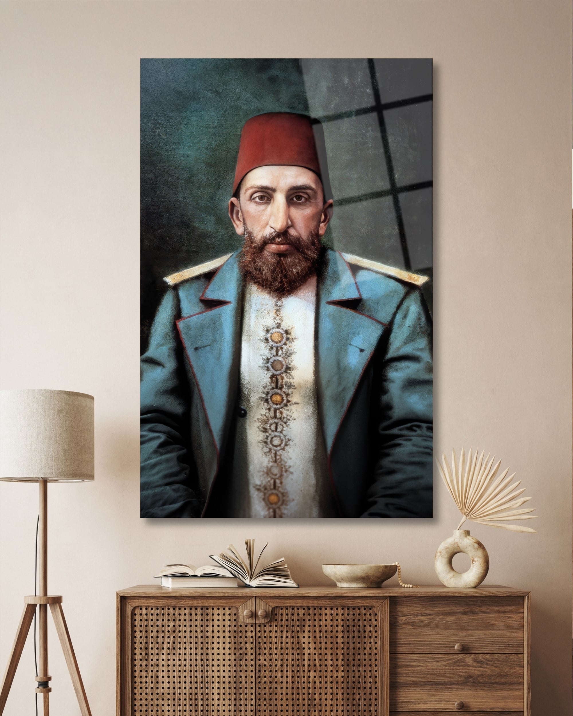 Sultan II. Abdülhamid Han Cam Tablo | Osmanlı Padişahı Portresi | 4 mm Temperli Cam Duvar Tablosu