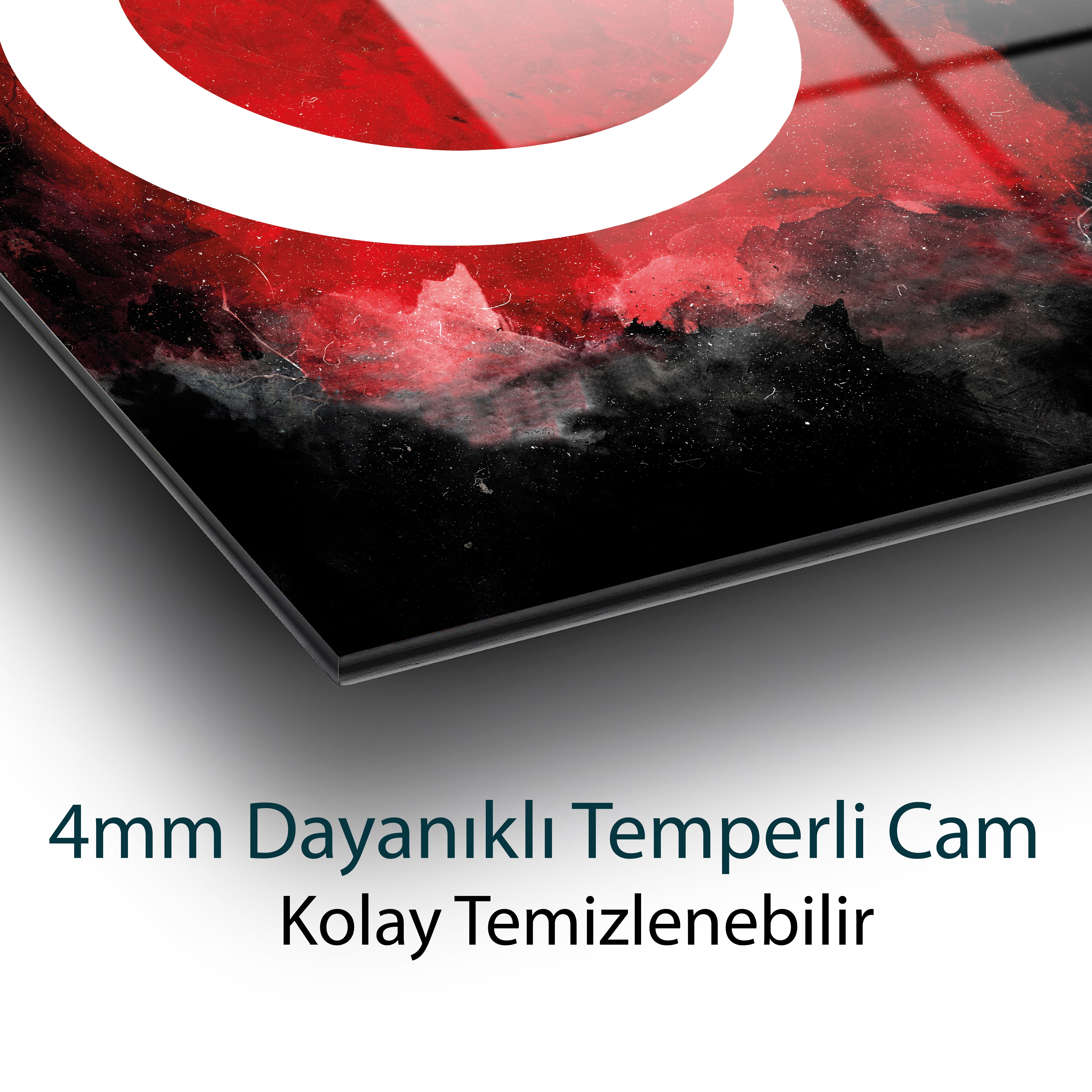Türk Bayrağı Dikey Cam Tablo Hediyelik Büyük Tablo Ev Ofis Dekoru
