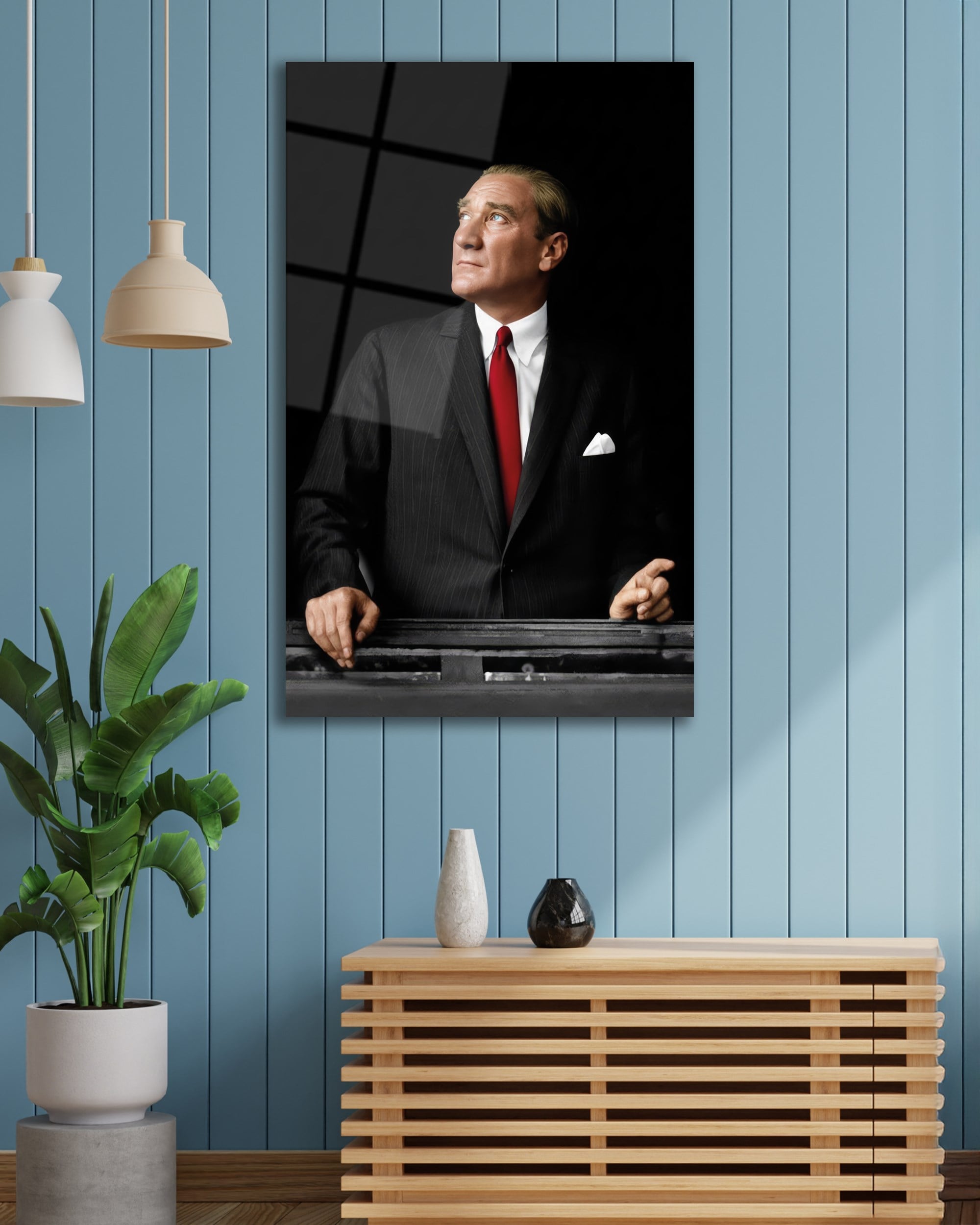 Ufka Bakan Atatürk Cam Tablo | Gemi Güvertesinde Premium Temperli Cam Duvar Tablosu