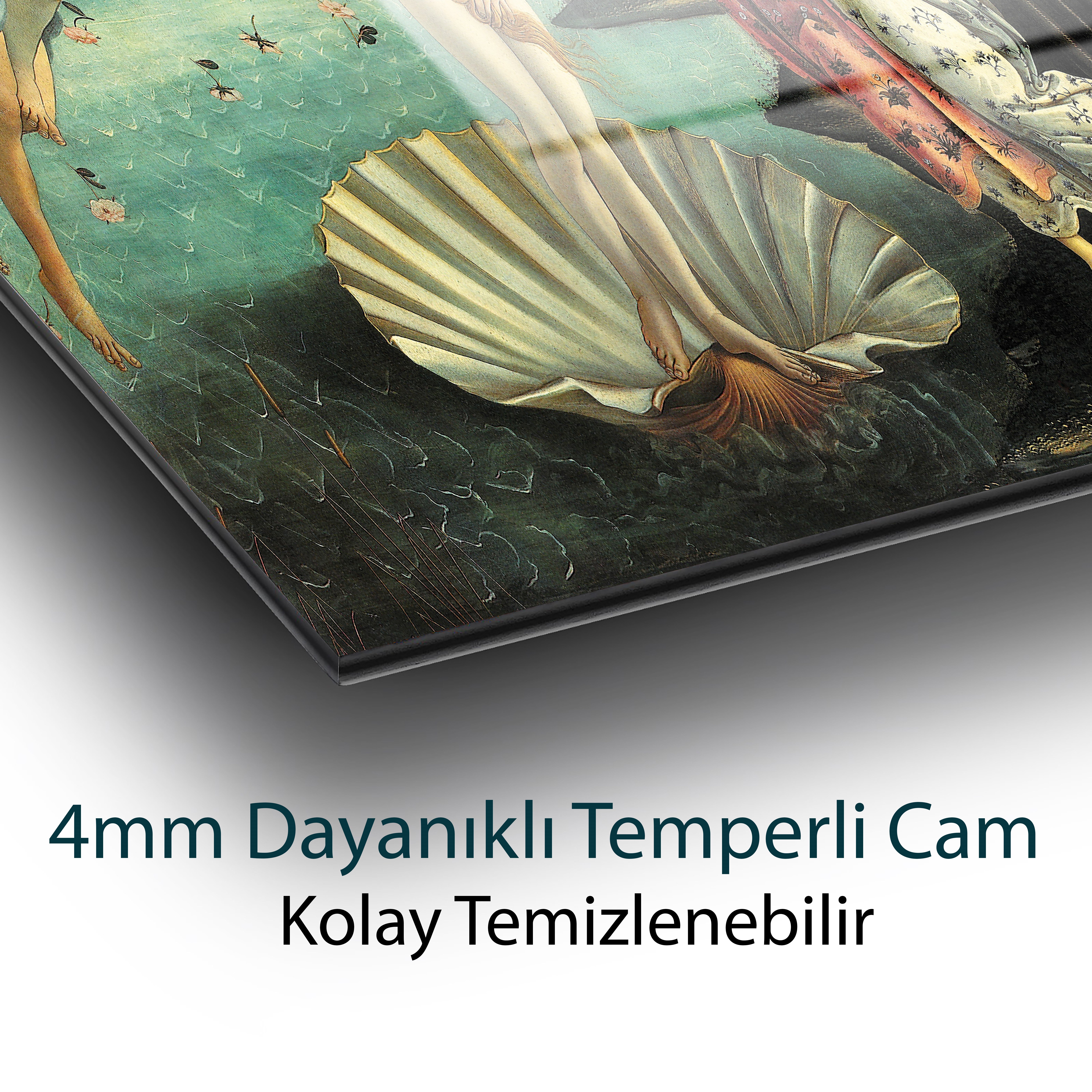 Venüsün Doğuşu Sanatsal Cam Tablo 4mm Dayanıklı Temperli Cam