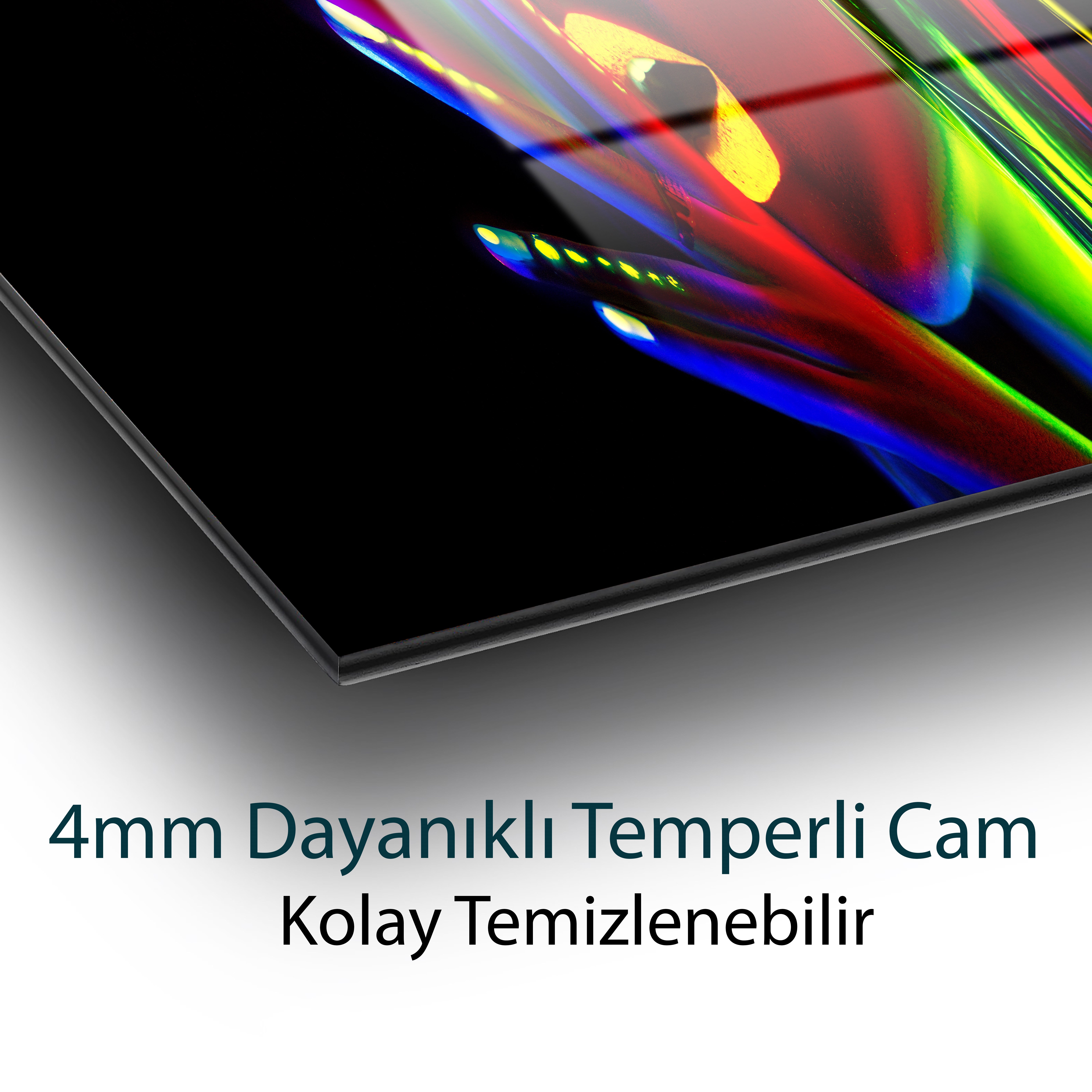 Yeşil,Sarı,Kırmızı,Mor Parıltılı Kadın  4mm Dayanıklı Temperli Cam