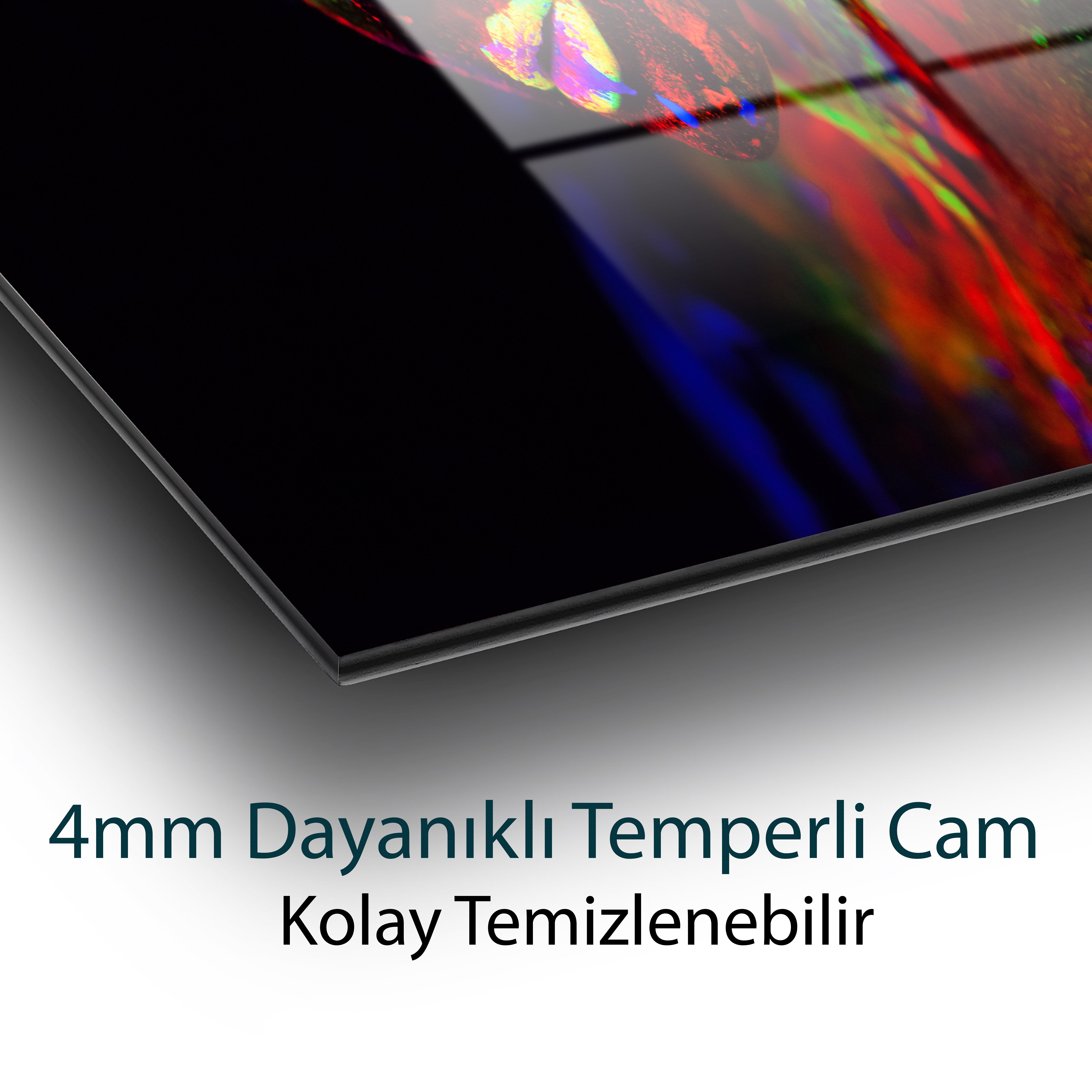 Yeşil,SarıTuruncu,Mor,Mavi,Parıltılı Kadın  4mm Dayanıklı Temperli Cam
