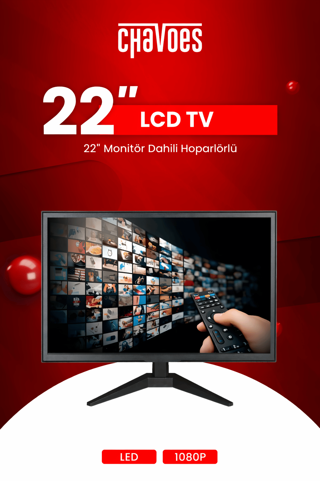 Chavoes 22 İnç Mutfak TV + Android Box | Çanak Antensiz WiFi TV | Askı Aparatı Hediyeli