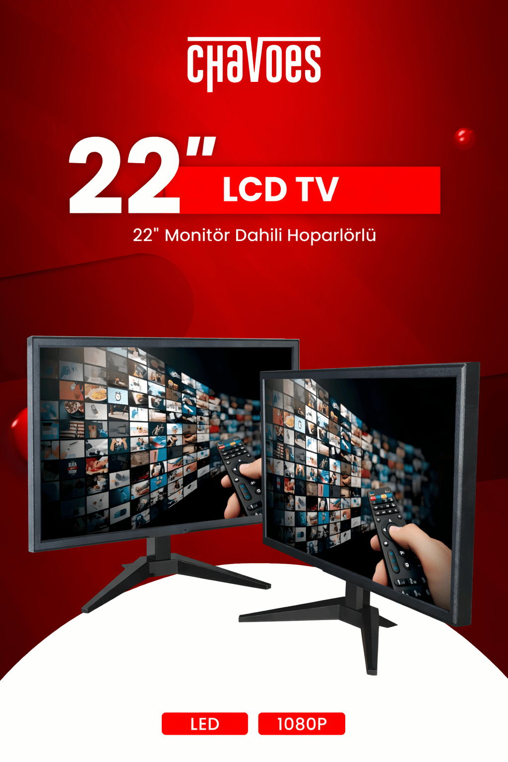 Chavoes 22 İnç Mutfak TV + Android Box | Çanak Antensiz WiFi TV | Askı Aparatı Hediyeli